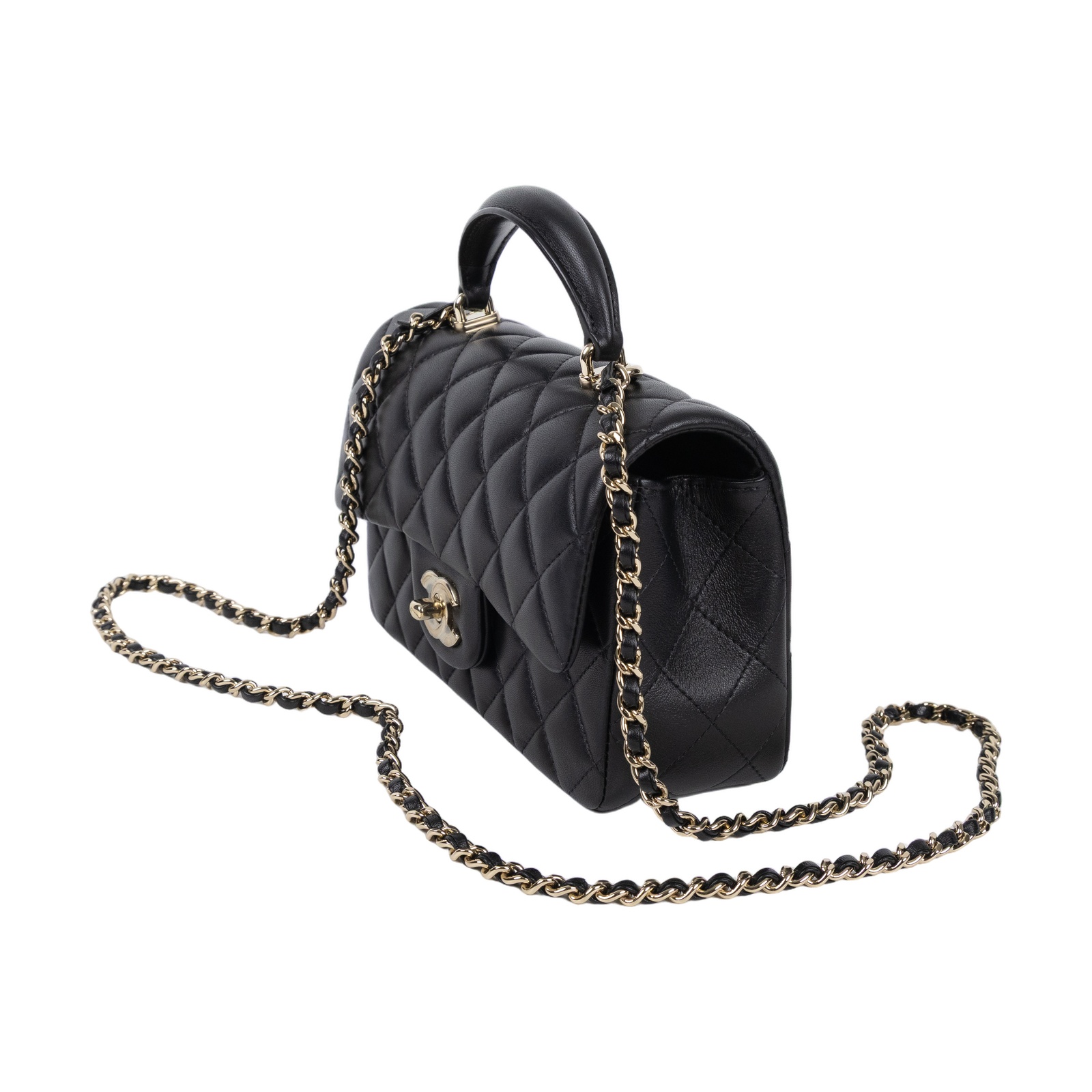 香奈兒 CHANEL Coco 20  Handle 肩背 斜背 迷你 口蓋包 AS2431 晶片款 黑金羊COCO HANDLE 20 原廠盒子/防塵袋