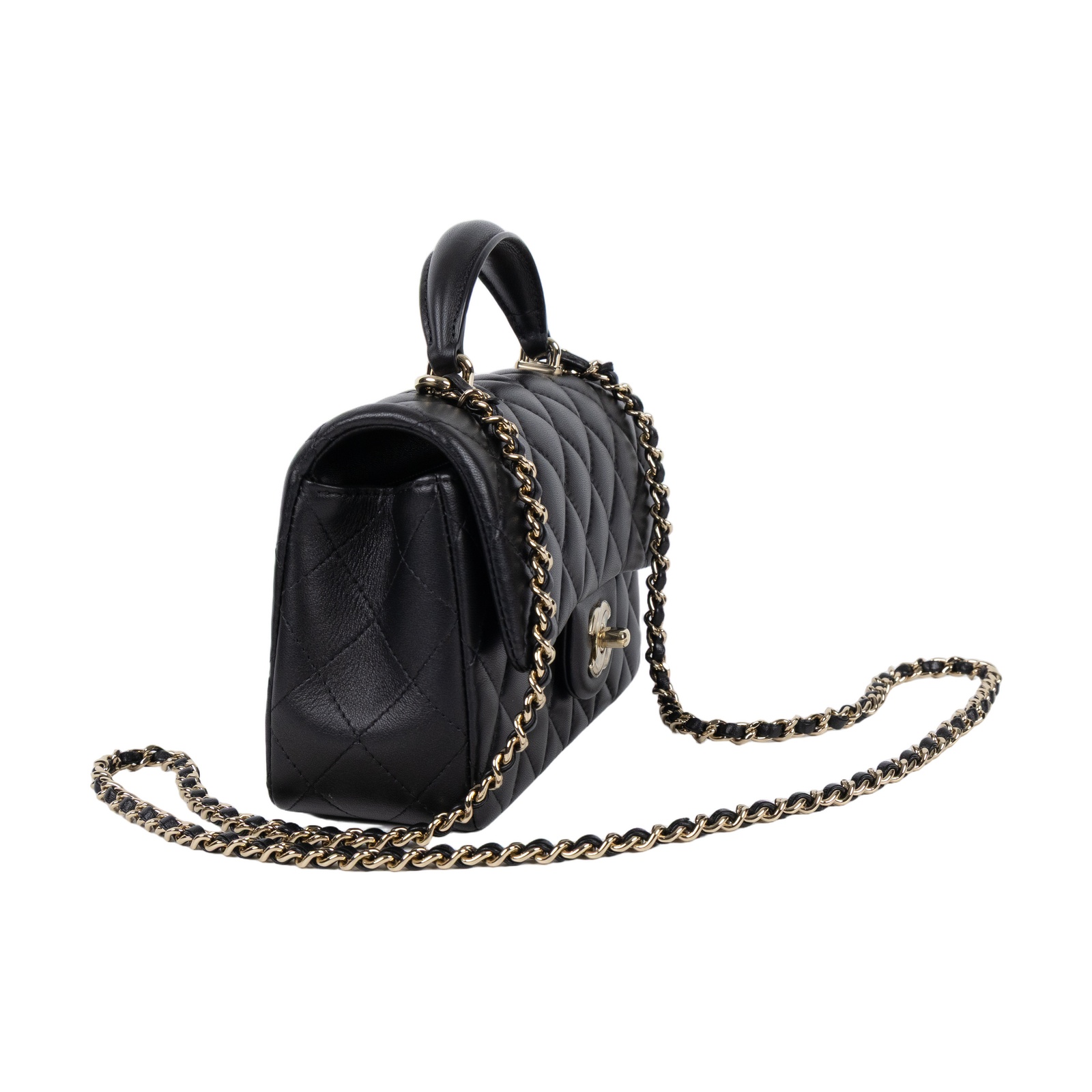 香奈兒 CHANEL Coco 20  Handle 肩背 斜背 迷你 口蓋包 AS2431 晶片款 黑金羊COCO HANDLE 20 原廠盒子/防塵袋