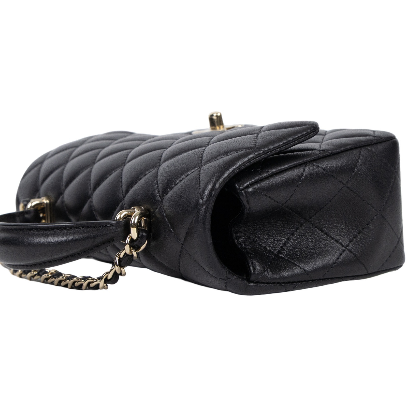 香奈兒 CHANEL Coco 20  Handle 肩背 斜背 迷你 口蓋包 AS2431 晶片款 黑金羊COCO HANDLE 20 原廠盒子/防塵袋