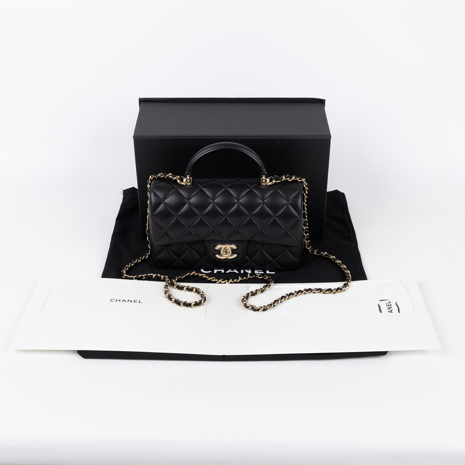 香奈兒 CHANEL Coco 20  Handle 肩背 斜背 迷你 口蓋包 AS2431 晶片款 黑金羊COCO HANDLE 20 原廠盒子/防塵袋