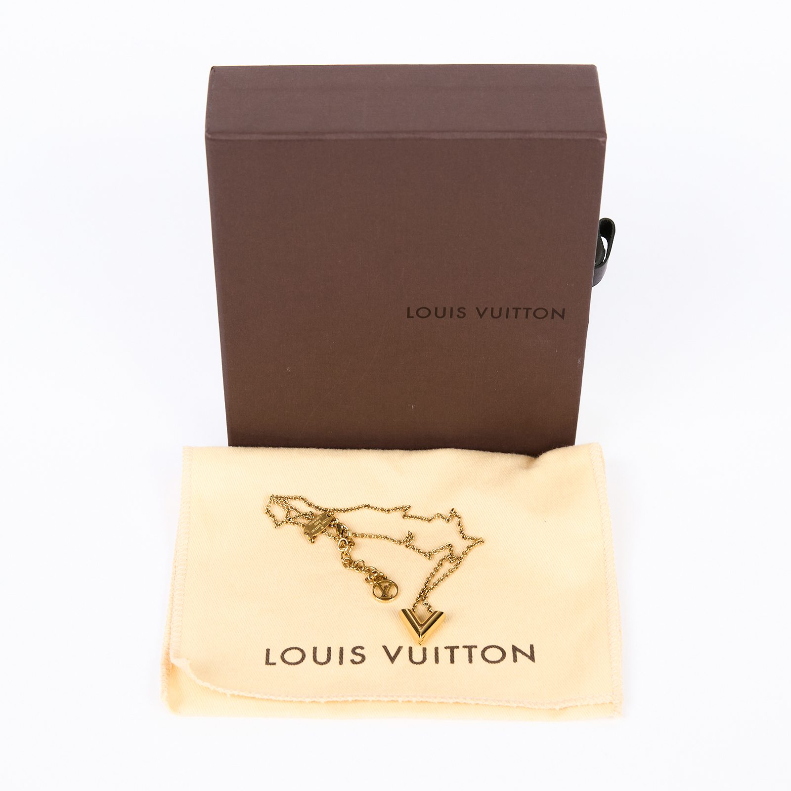 路易威登 LOUIS VUITTON Essential V 項鏈 金屬色 M61083 金色ESSENTIAL V項鍊 原廠盒子/防塵袋