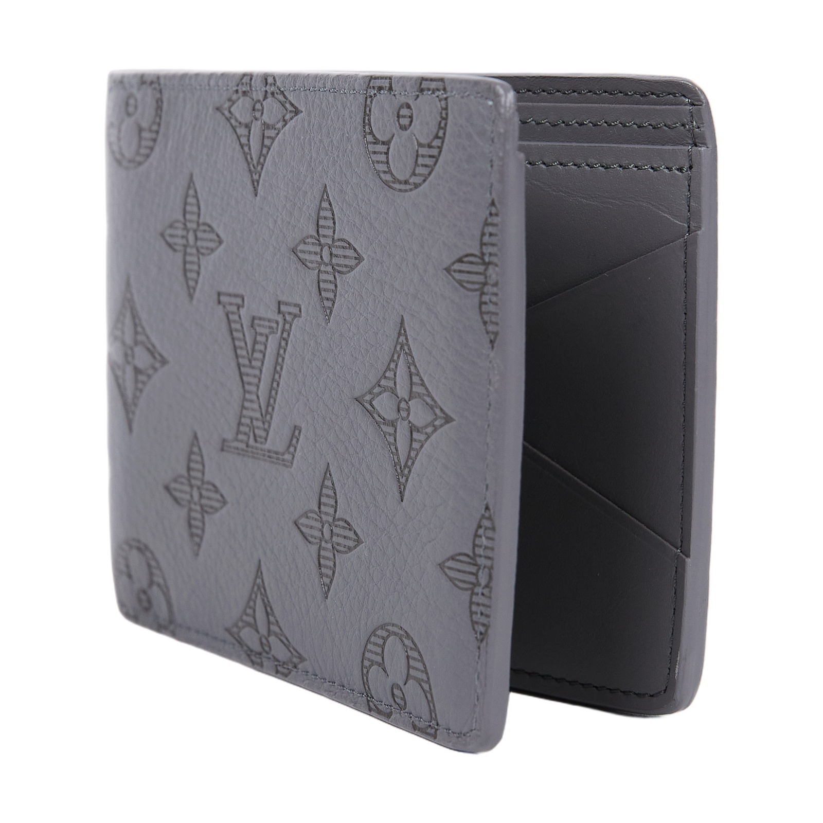 路易威登 LOUIS VUITTON Multiple 錢包 短夾 M81383 晶片款 灰牛皮壓花Multiple短夾 無附屬品