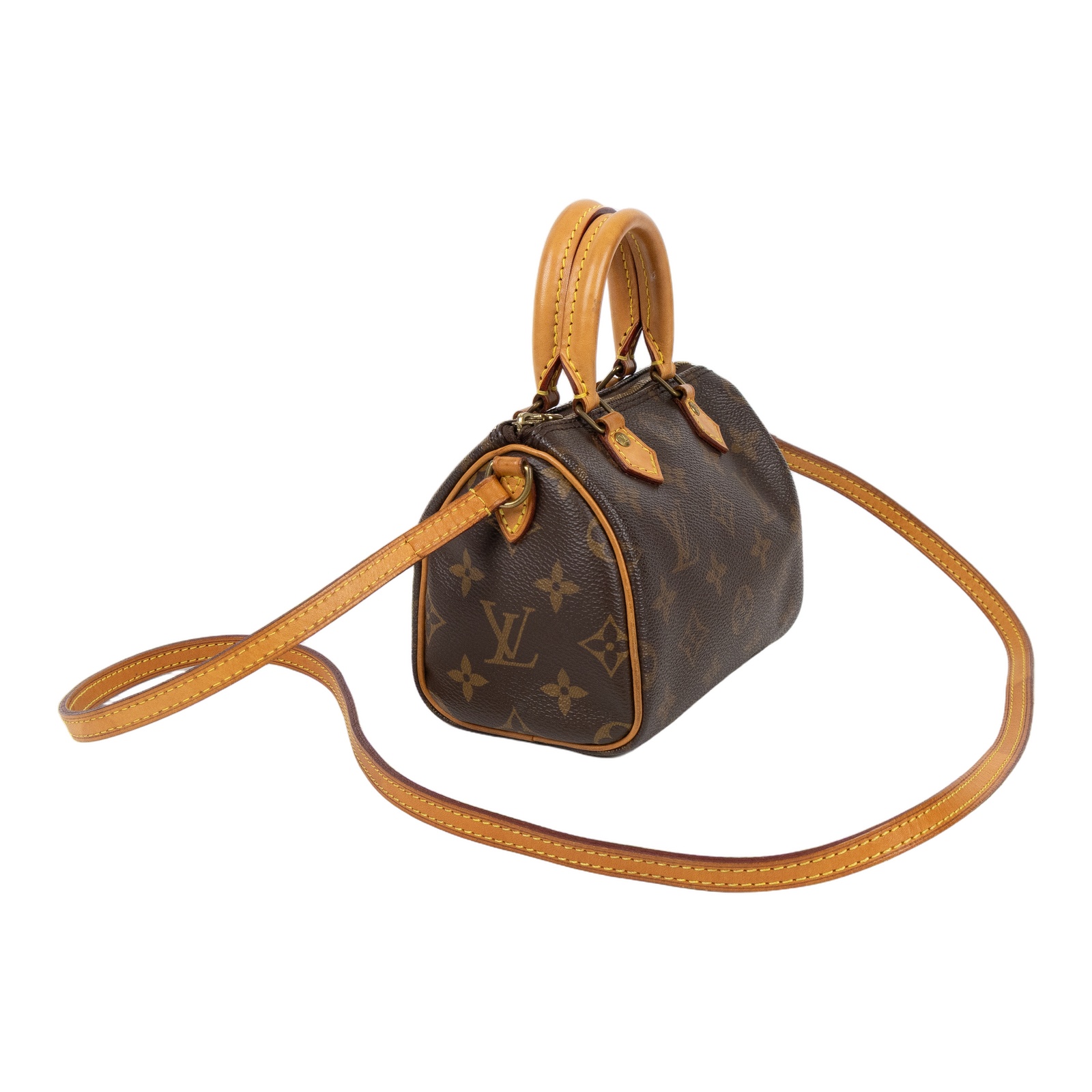 路易威登 LOUIS VUITTON Nano Speedy 經典帆布 手提 斜背 波士頓包 M61252 原花NANO SPEEDY 舊版 無附屬品