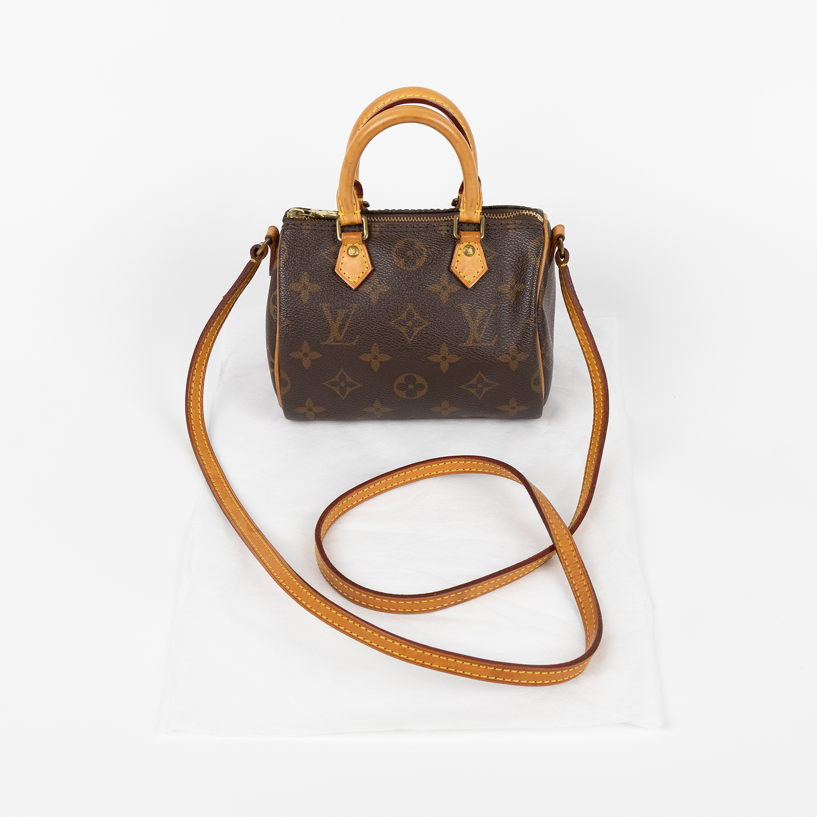 路易威登 LOUIS VUITTON Nano Speedy 經典帆布 手提 斜背 波士頓包 M61252 原花NANO SPEEDY 舊版 無附屬品