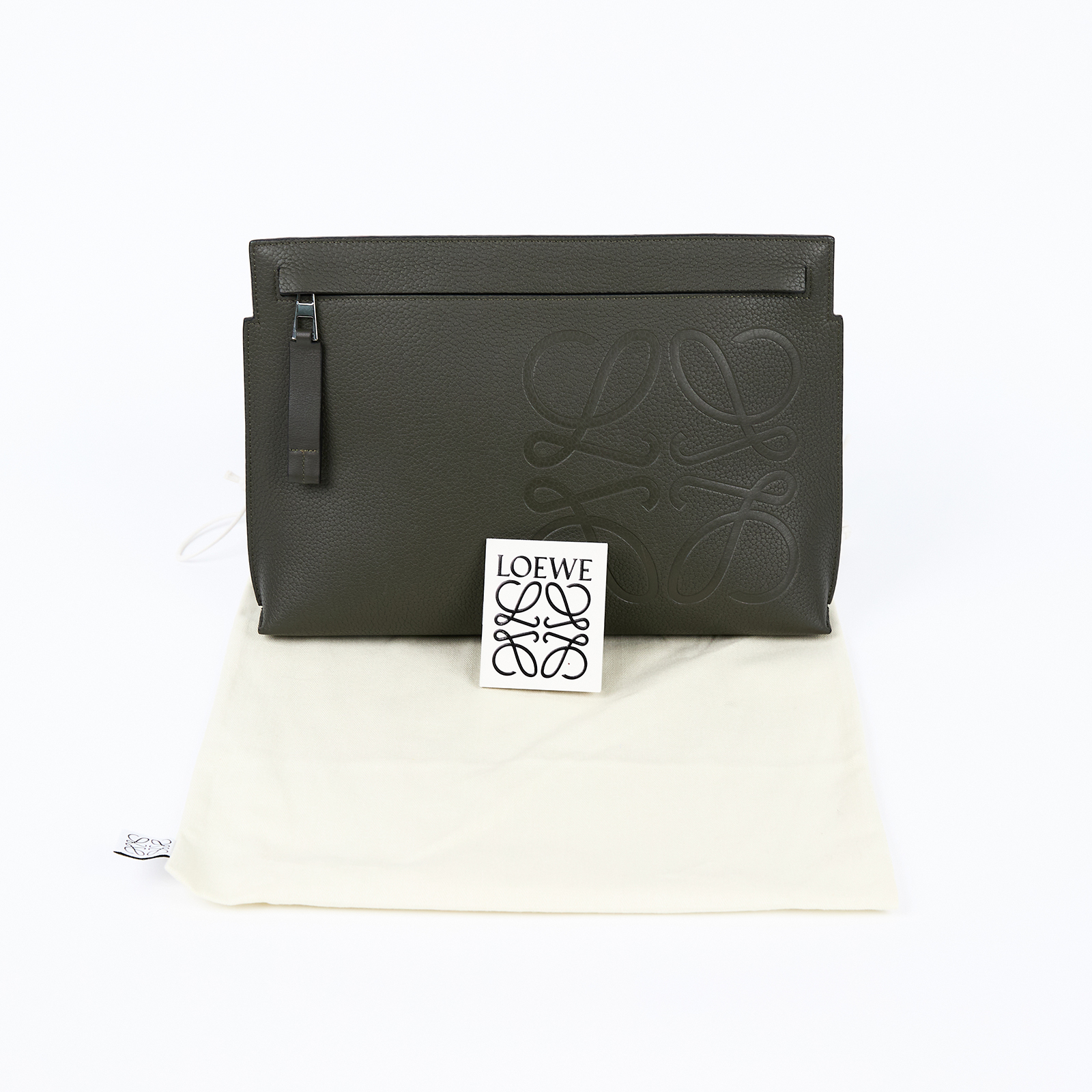 羅意威 LOEWE Anagram T Pouch 手拿包 C500W05X01 軍綠手拿包 防塵袋