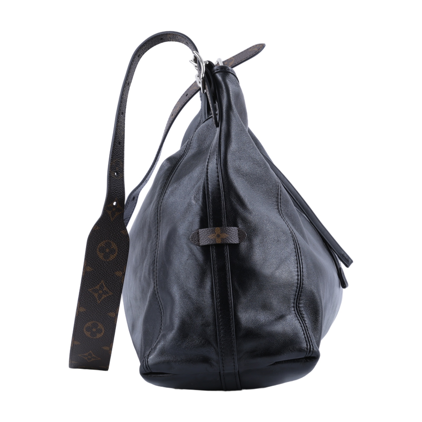 路易威登 LOUIS VUITTON CarryAll Vibe MM 手提 肩背包 黑色 M25143 晶片款  背帶/內袋/吊牌
