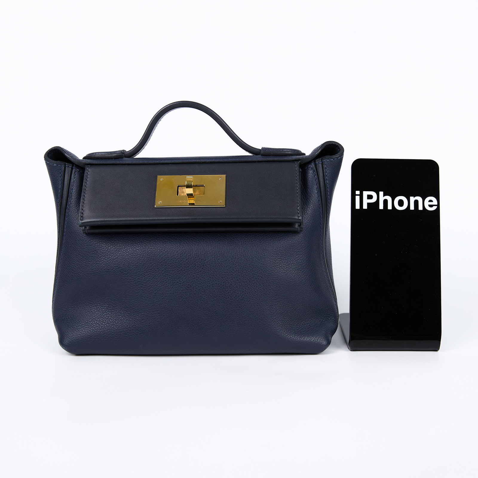 愛馬仕 Hermes 24/24 21 手提包 24/24/21 B HT 293 SU B刻 藍金24/24 MINI 背帶
