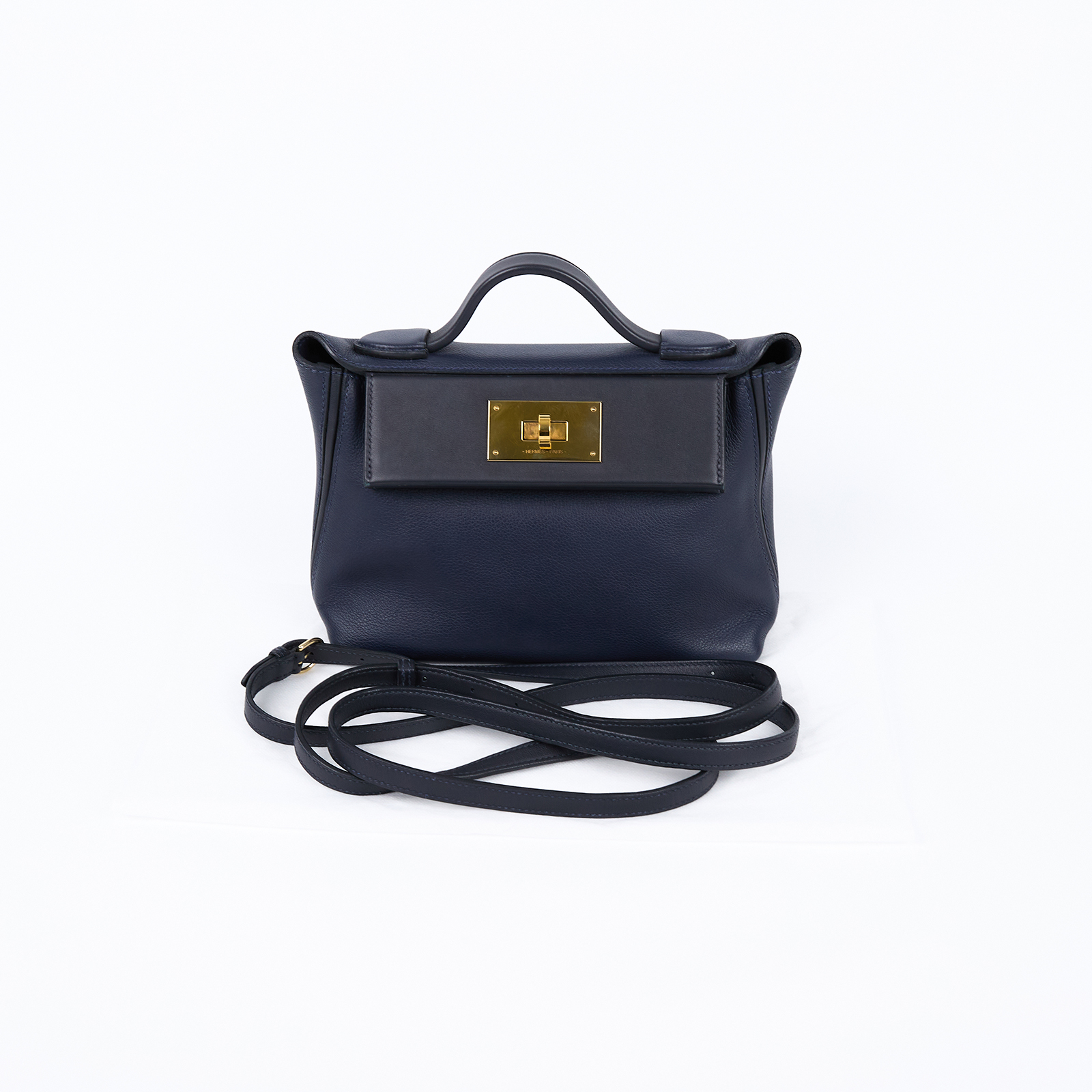愛馬仕 Hermes 24/24 21 手提包 24/24/21 B HT 293 SU B刻 藍金24/24 MINI 背帶