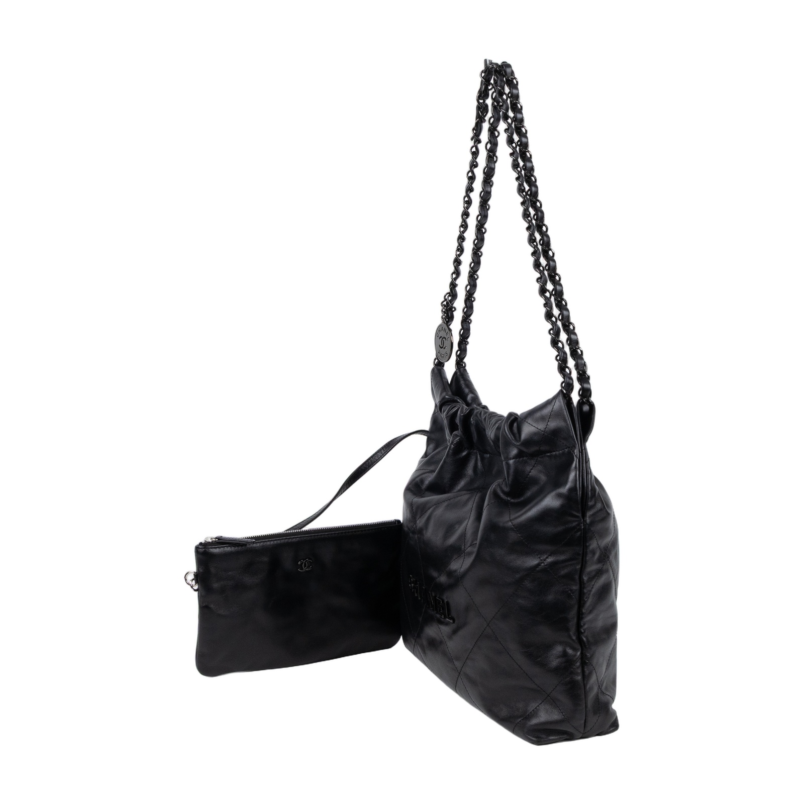 香奈兒 CHANEL 22 小型 流浪包 肩背包 AS3260 晶片款 SO BLACK 22包 小號 內袋