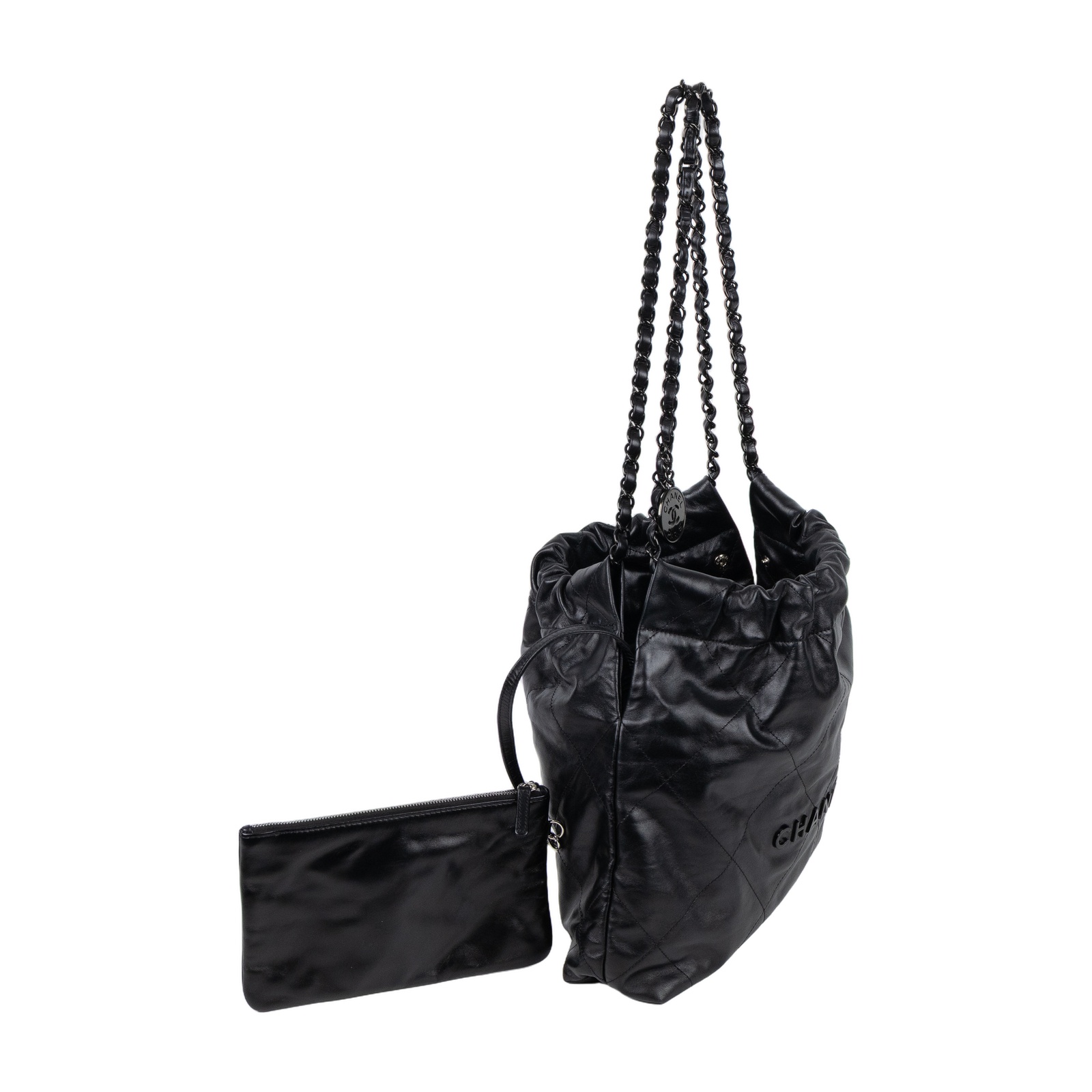香奈兒 CHANEL 22 小型 流浪包 肩背包 AS3260 晶片款 SO BLACK 22包 小號 內袋