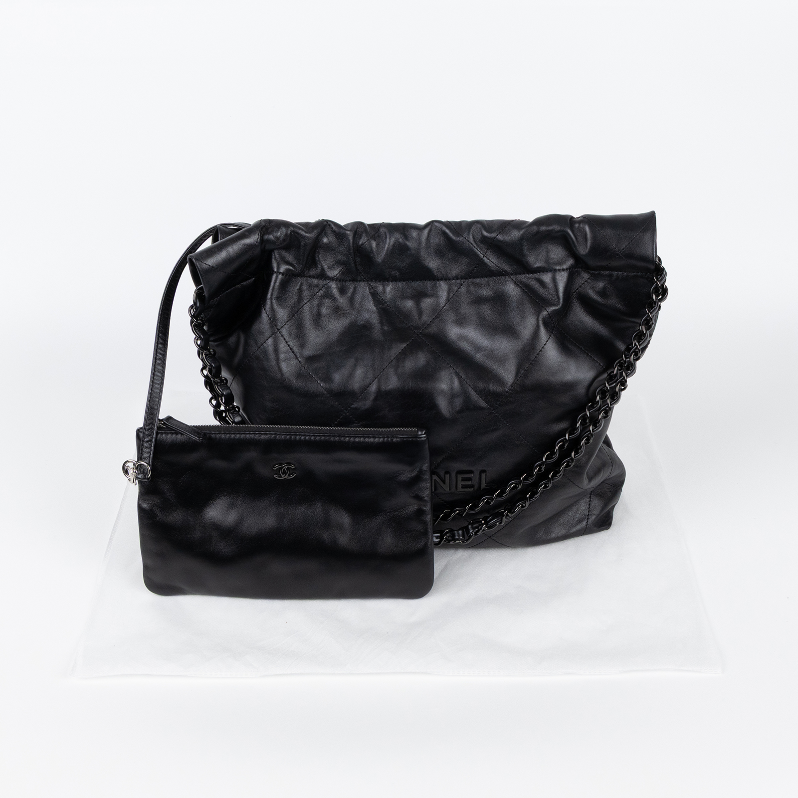 香奈兒 CHANEL 22 小型 流浪包 肩背包 AS3260 晶片款 SO BLACK 22包 小號 內袋
