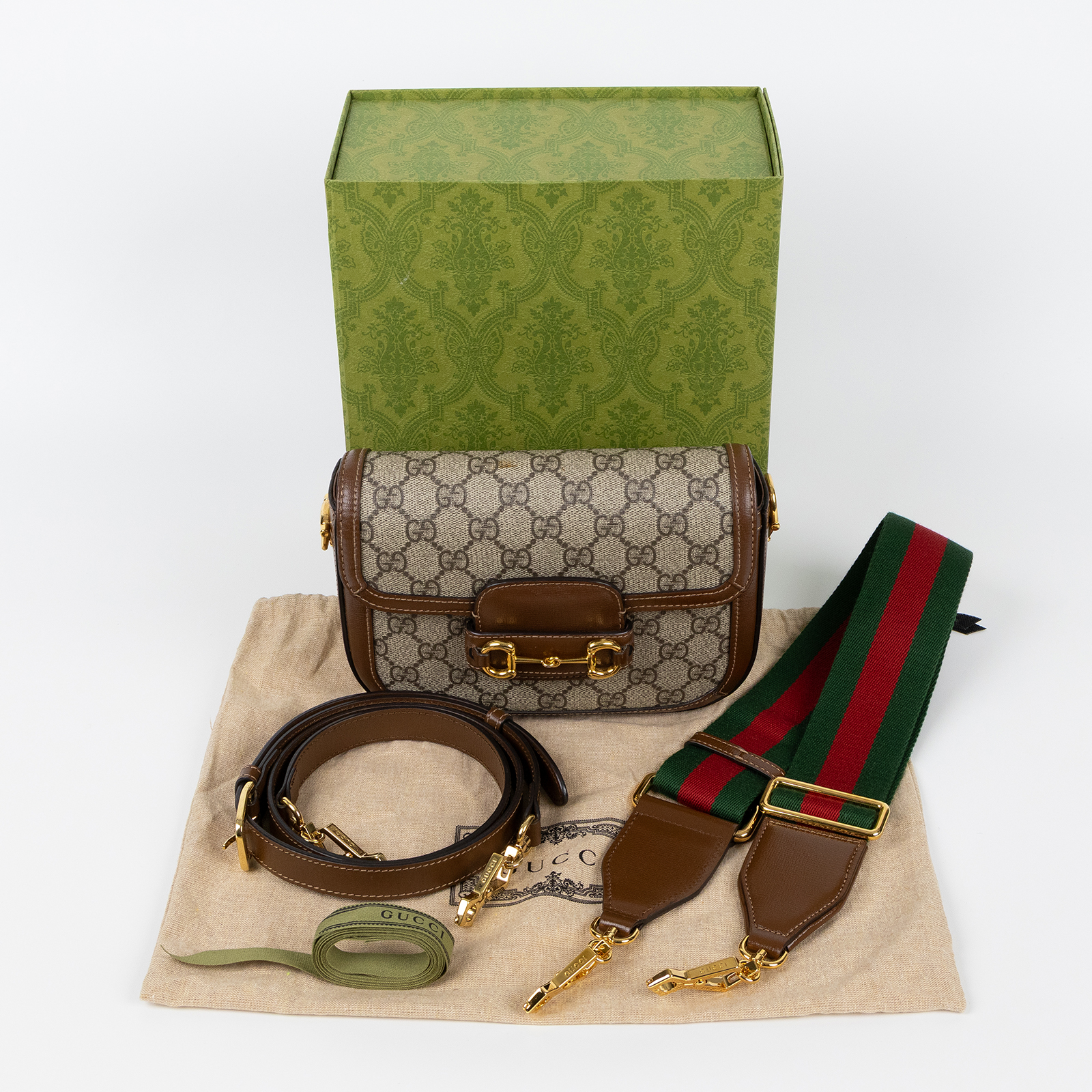 古馳 GUCCI Horsebit 1955 迷你 馬鞍包 658574 HUHHG 棕1955 MINI 原廠盒子/防塵袋/背帶2