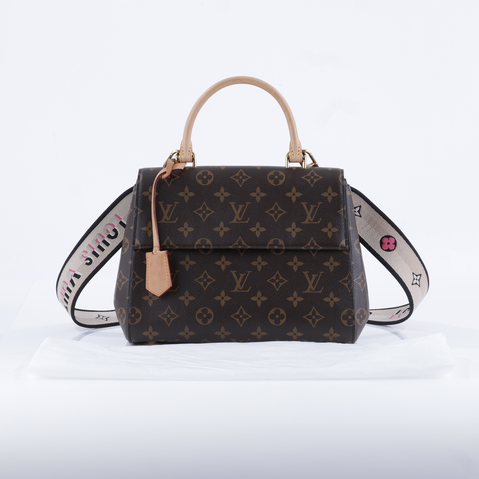 路易威登 LOUIS VUITTON Cluny BB 手提包 經典帆布 M46372 晶片款 原花CLUNY BB 背帶/吊牌