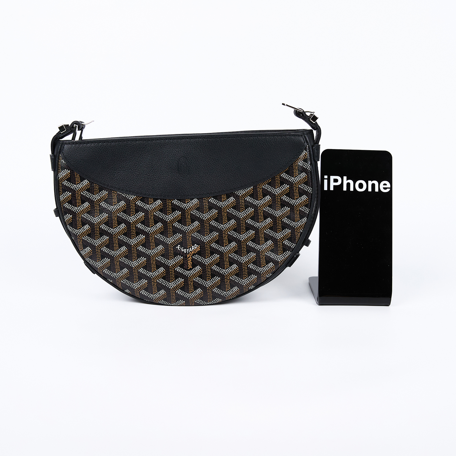 高雅德 GOYARD Goyard Hirondelle PM 半月斜背包 HIRONDPMLTY 黑Hirondelle半月單肩包 背帶