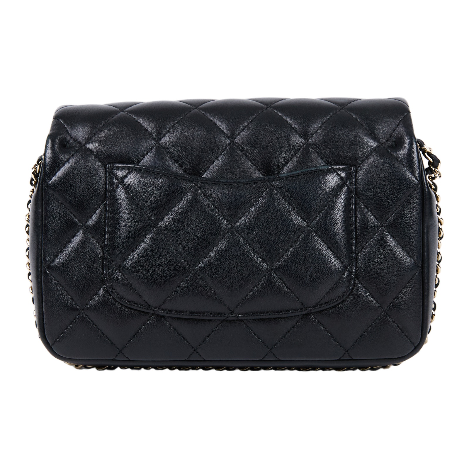 香奈兒 CHANEL Mini Coco CF 口蓋包 肩背包 斜背包 AS1436 黑羊皮珍珠鍊口蓋包 20CM 原廠盒子/防塵袋/保證卡