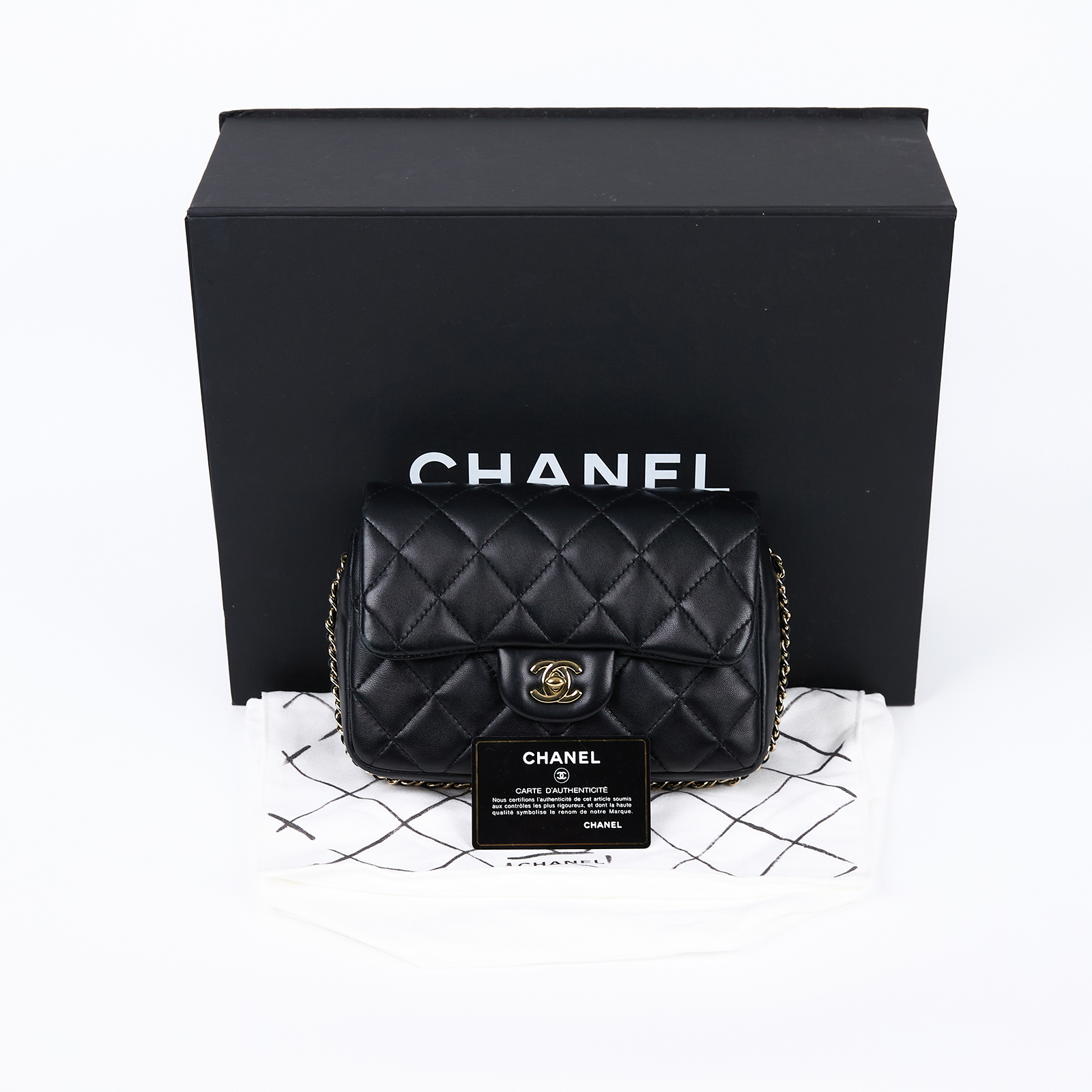 香奈兒 CHANEL Mini Coco CF 口蓋包 肩背包 斜背包 AS1436 黑羊皮珍珠鍊口蓋包 20CM 原廠盒子/防塵袋/保證卡