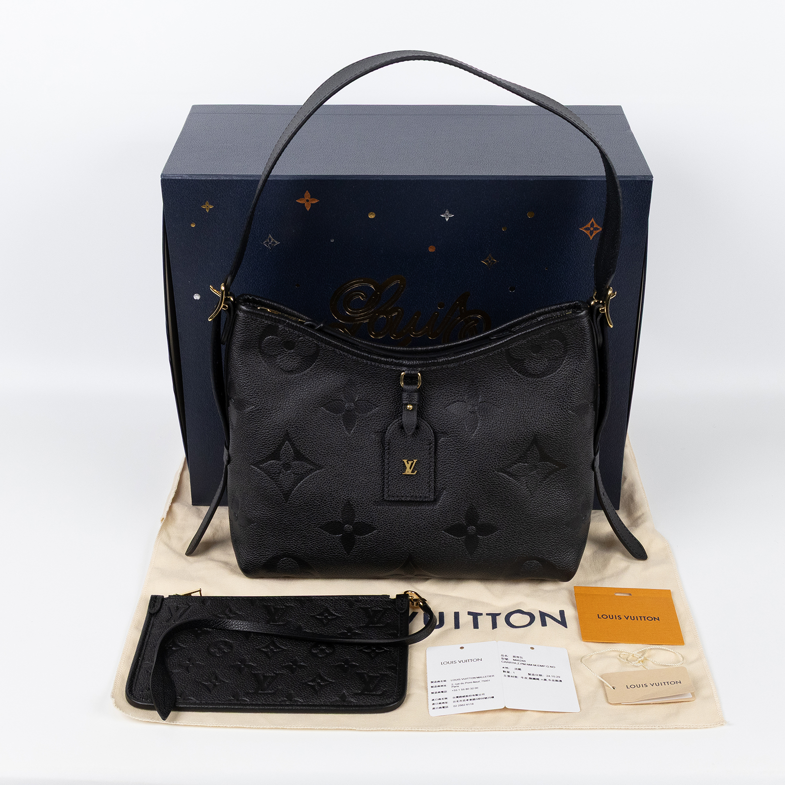 路易威登 LOUIS VUITTON CarryAll PM  黑色 牛皮 肩背包 M46288 晶片款  原廠盒子/防塵袋/內袋/背帶