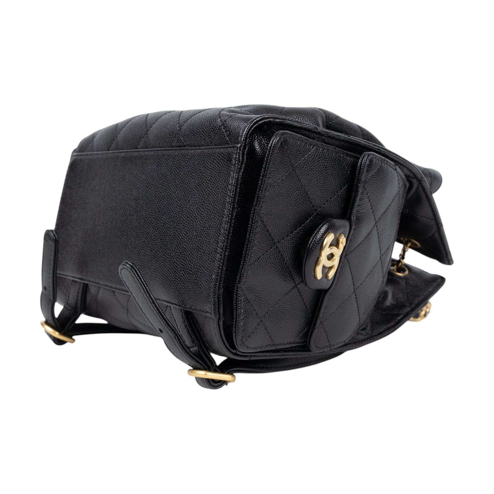 香奈兒 CHANEL 25 後背包 中型 AS5600 晶片款 黑金荔枝25後背包 原廠盒子/防塵袋