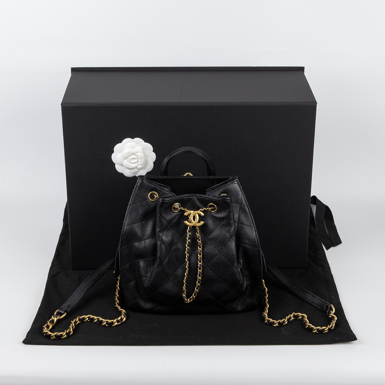 香奈兒 CHANEL 25 後背包 中型 AS5600 晶片款 黑金荔枝25後背包 原廠盒子/防塵袋