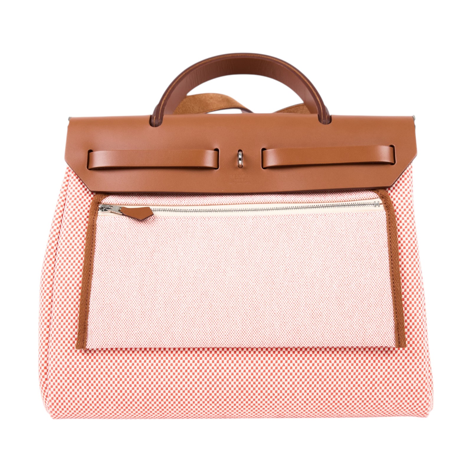 愛馬仕 Hermes Herbag Zip 31 銀色五金 淺米色 花田橘色 淺黃褐色 H079092CKAP /K MN 003 KD  原廠盒子/防塵袋/鎖組/內袋