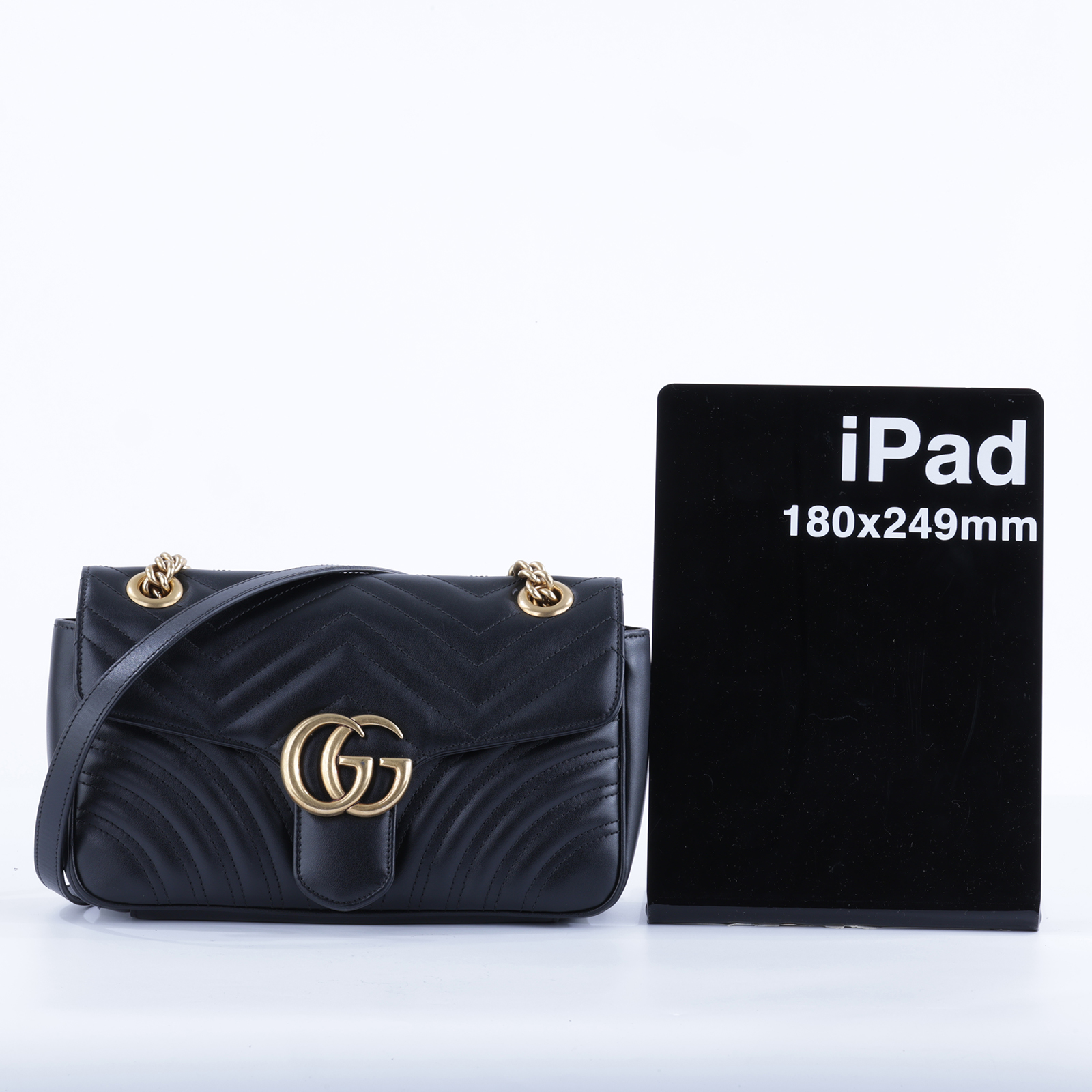 古馳 GUCCI GG Marmont 小型 絎縫 肩揹袋 443497 DTDIT 黑MARMONT練包 原廠盒子/防塵袋