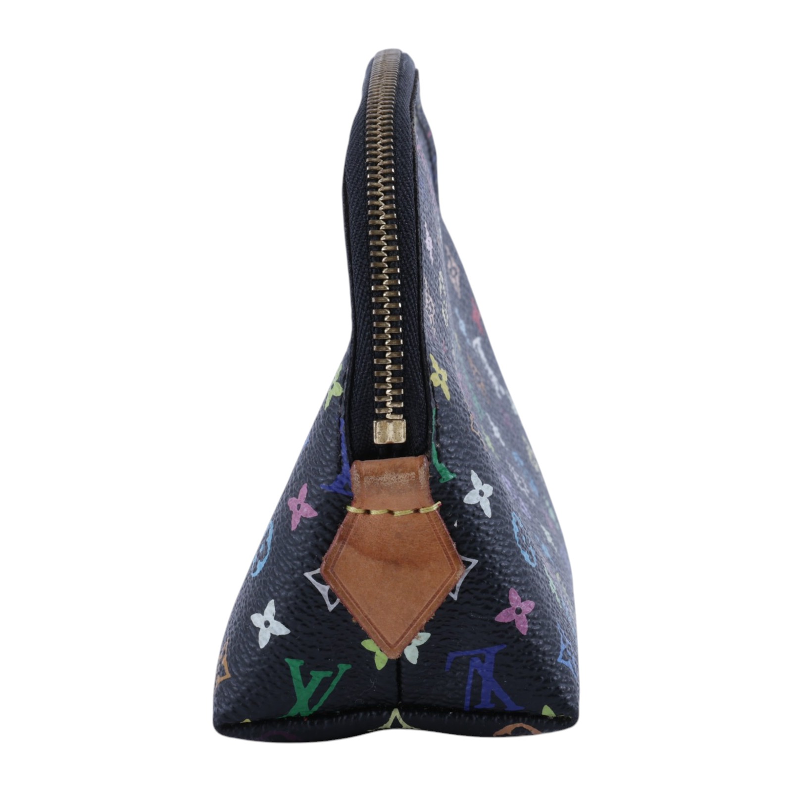 路易威登 LOUIS VUITTON 村上隆 Monogram Multicolor Pochette 化妝包 手拿包 M47355 黑三彩化妝包 無附屬品