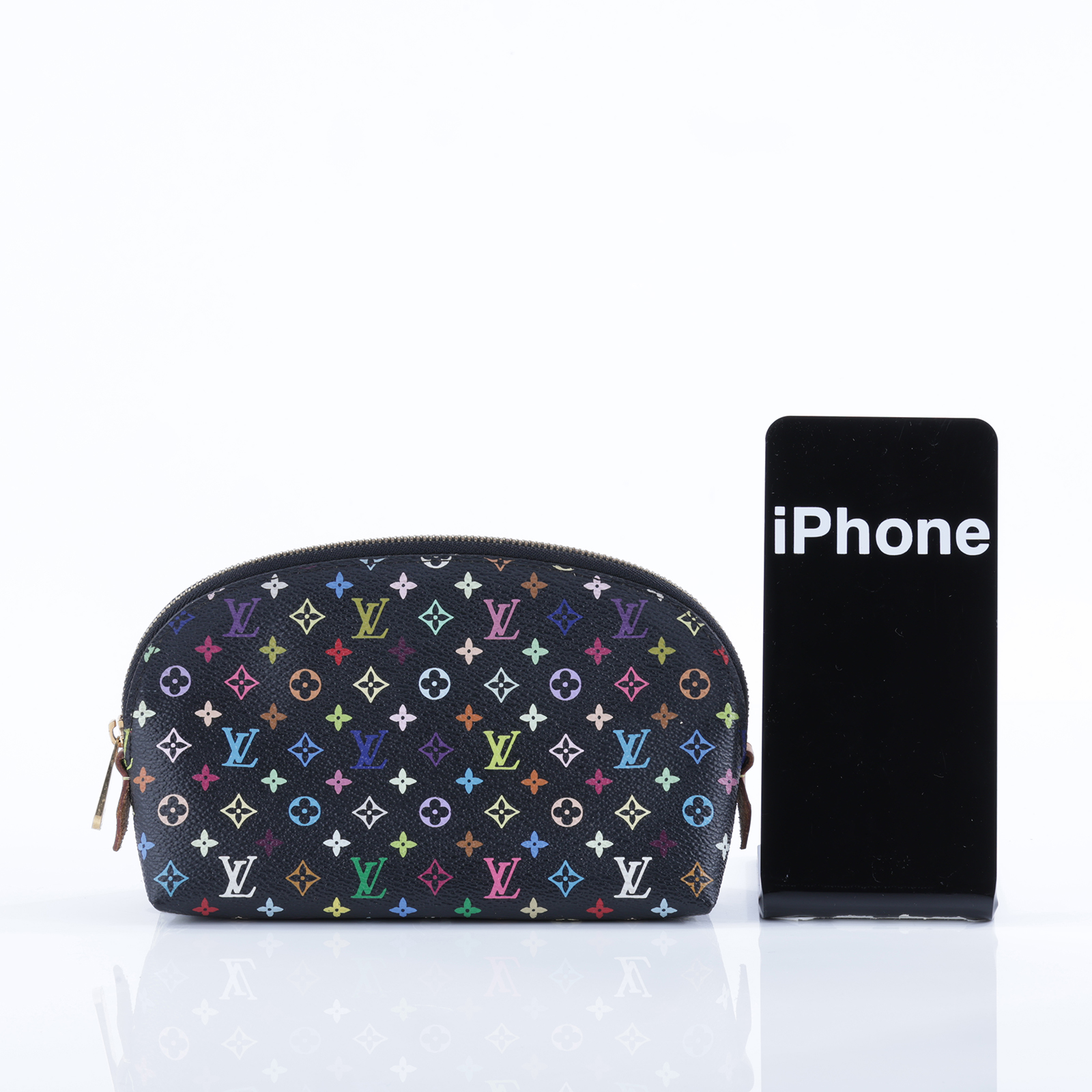 路易威登 LOUIS VUITTON 村上隆 Monogram Multicolor Pochette 化妝包 手拿包 M47355 黑三彩化妝包 無附屬品