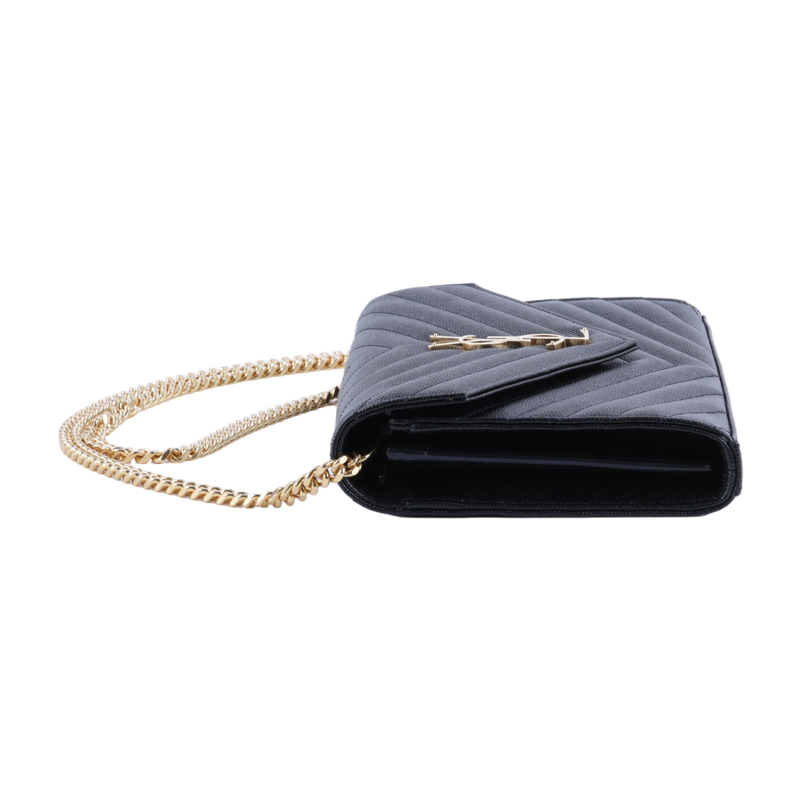 聖羅蘭 YSL SAINT LAURENT Cassandre 經典粒面皮革 鏈條 錢包 金色五金 377828BOW01  原廠盒子/防塵袋/背帶/購買證明