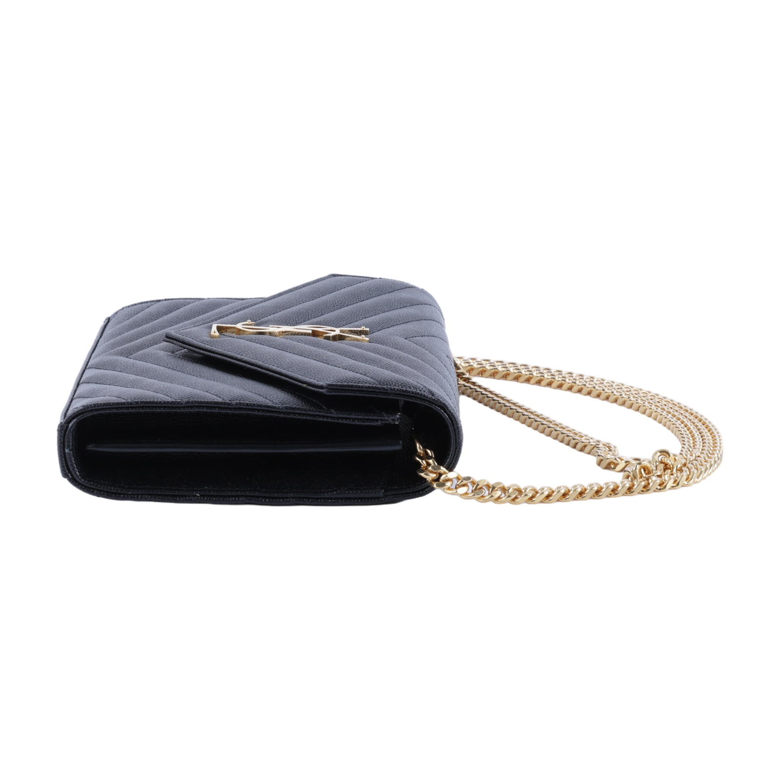 聖羅蘭 YSL SAINT LAURENT Cassandre 經典粒面皮革 鏈條 錢包 金色五金 377828BOW01  原廠盒子/防塵袋/背帶/購買證明