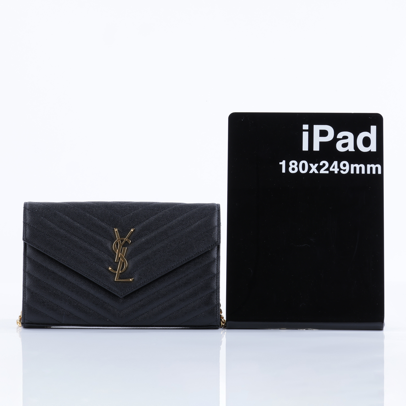 聖羅蘭 YSL SAINT LAURENT Cassandre 經典粒面皮革 鏈條 錢包 金色五金 377828BOW01  原廠盒子/防塵袋/背帶/購買證明