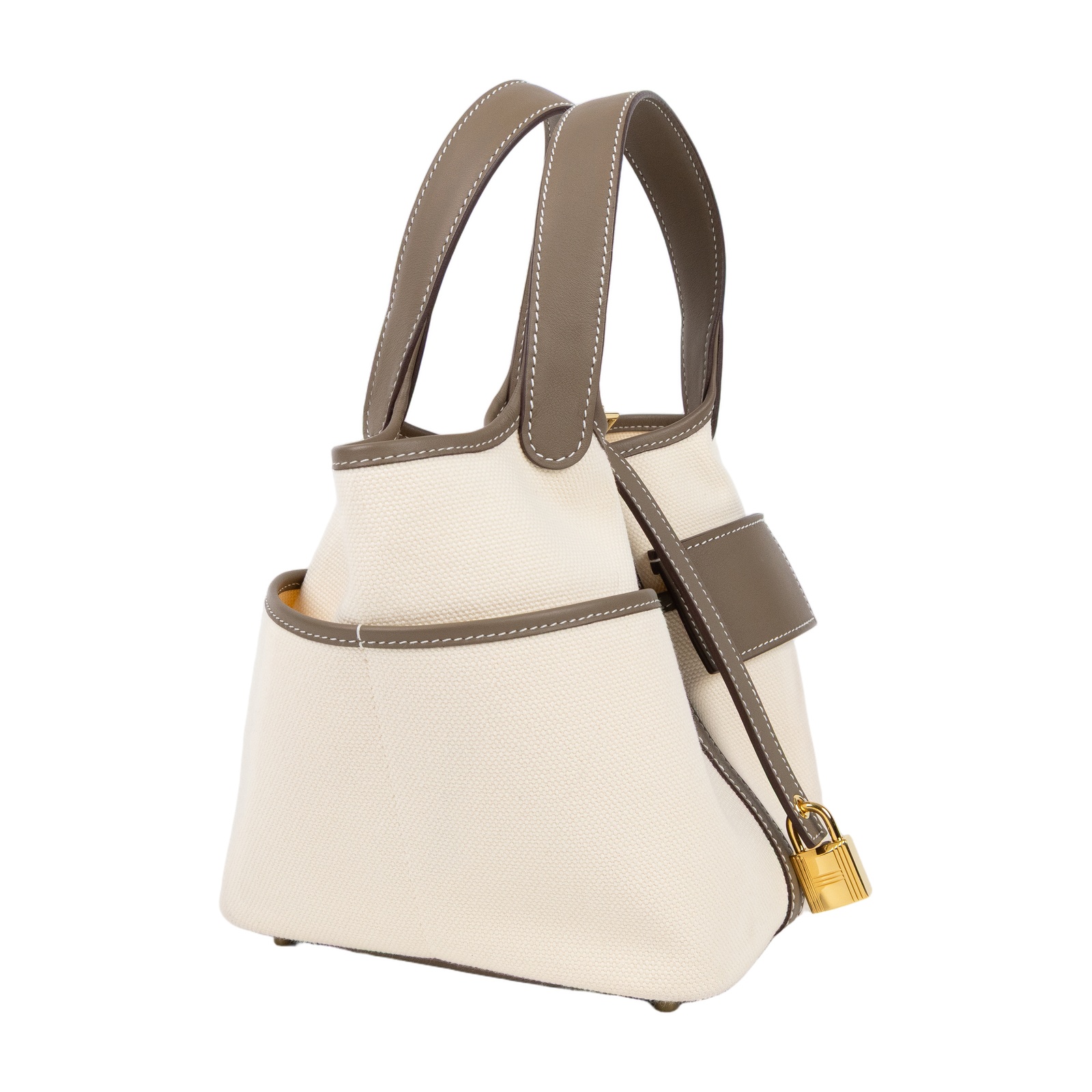 愛馬仕 Hermes Picotin Lock 18 菜籃子包 金色五金 米色 大象灰色 H083189CCAX K MI 003 IA  鎖組