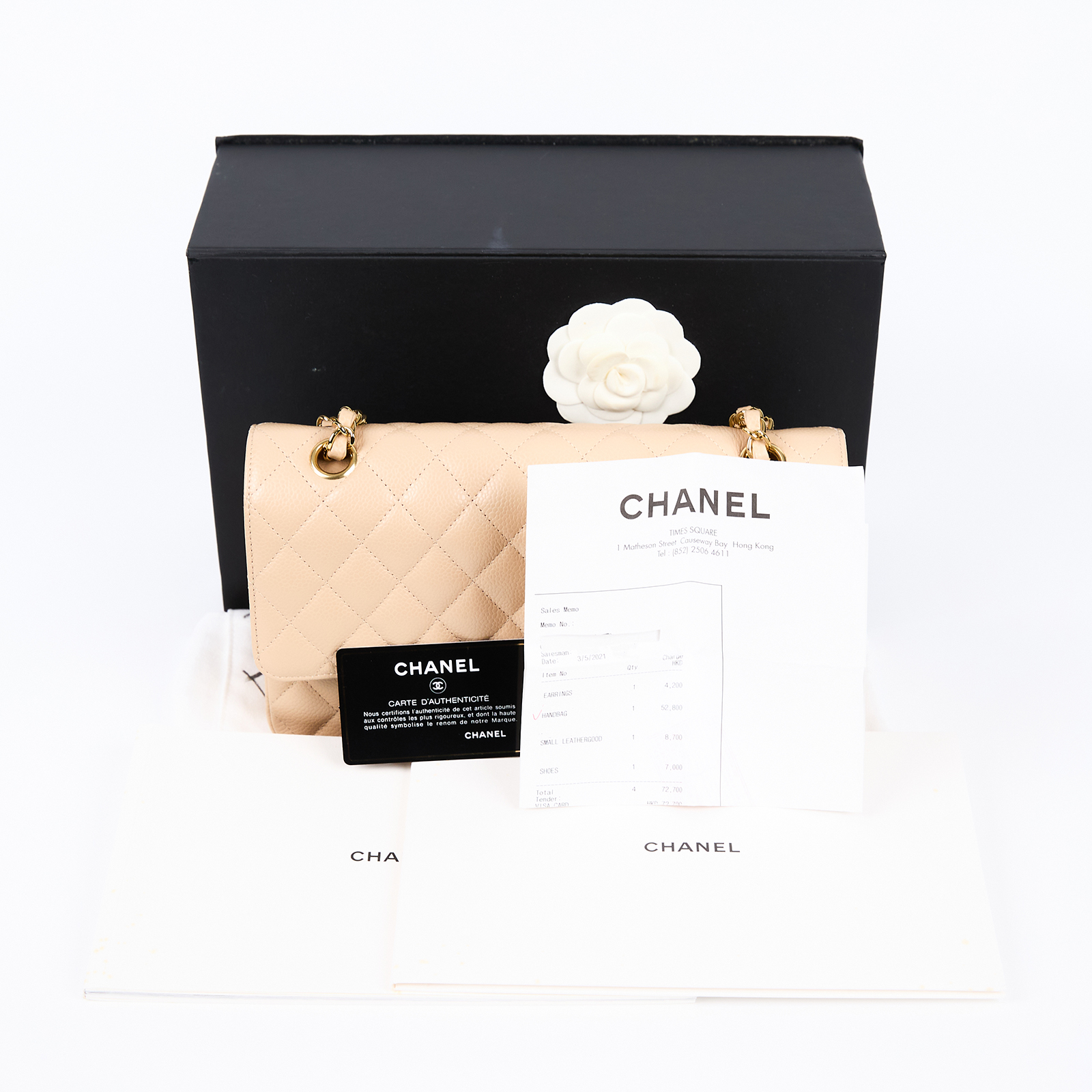 香奈兒 CHANEL CF 經典 11.12 口蓋包 A01112 Y01864 31開 奶茶金釦荔枝COCO25 原廠盒子/防塵袋/保證卡/購買證明