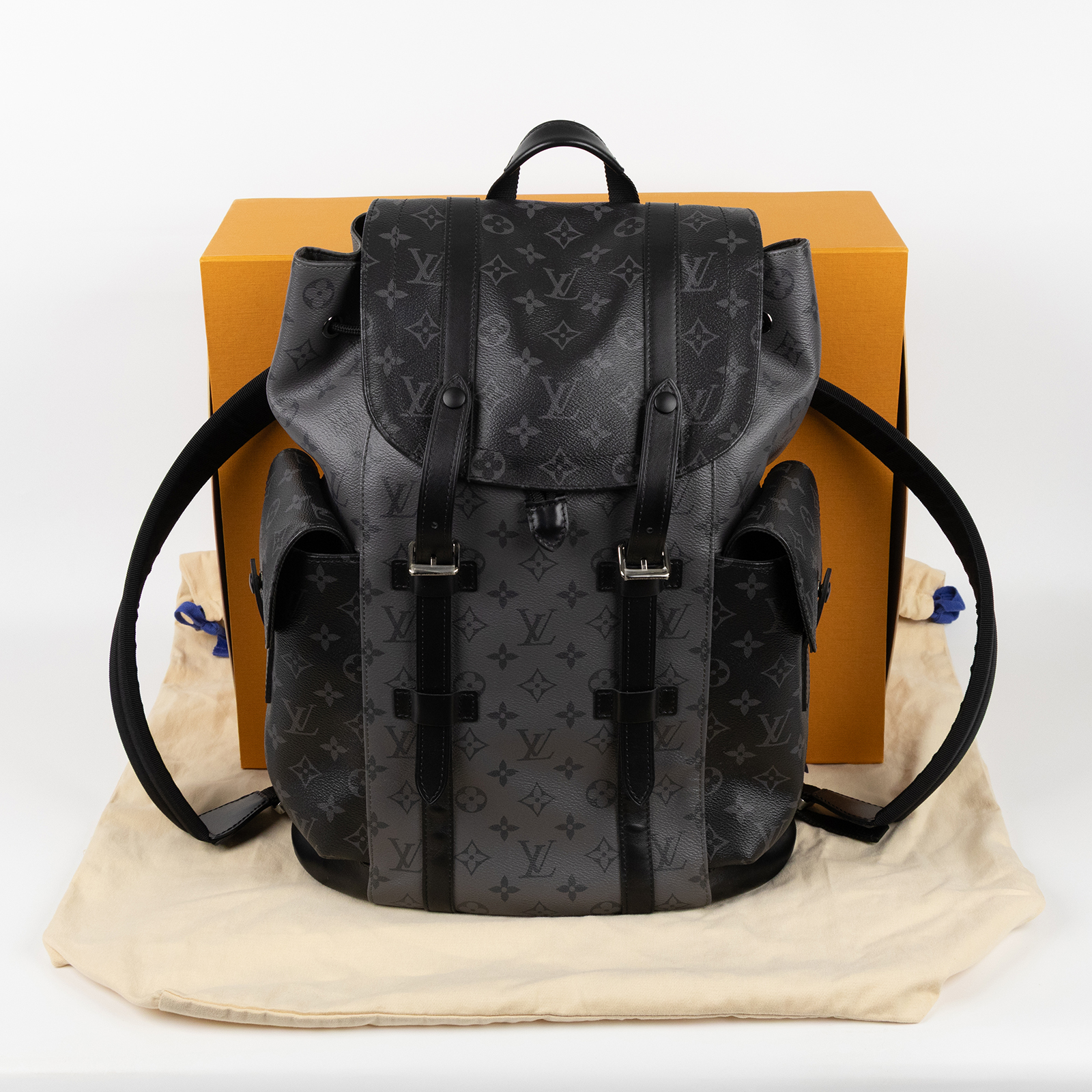 路易威登 LOUIS VUITTON Christopher MM 後背包 M45419 晶片款 黑原花CHRISTOPHER MM後背包 原廠盒子/防塵袋