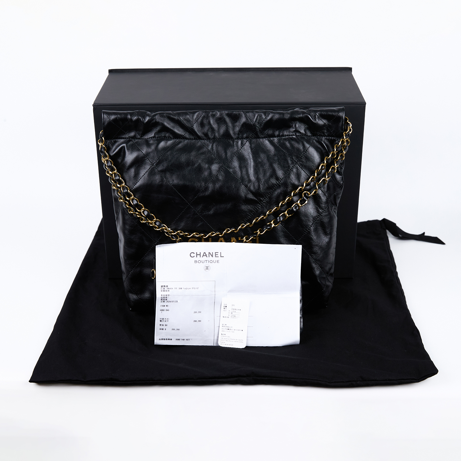香奈兒 CHANEL 22 小型 流浪包 肩背包 AS3260 B08037 晶片款 黑金22包小號 原廠盒子/防塵袋/內袋/購買證明影本