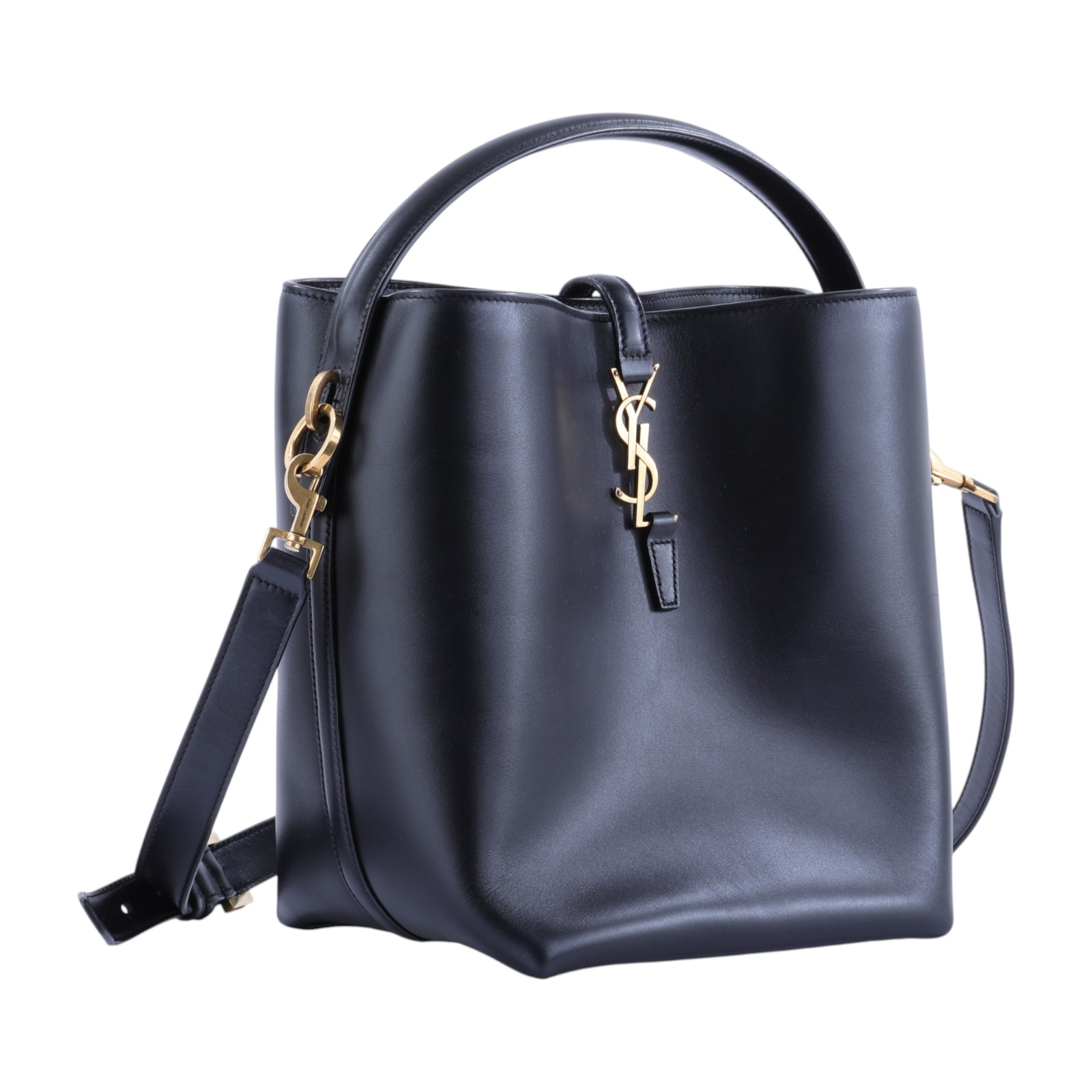 聖羅蘭 YSL SAINT LAURENT le 37 亮面皮革手袋 7428282R20W 黑金小牛皮LE 37二用水桶包 防塵袋/背帶/內袋