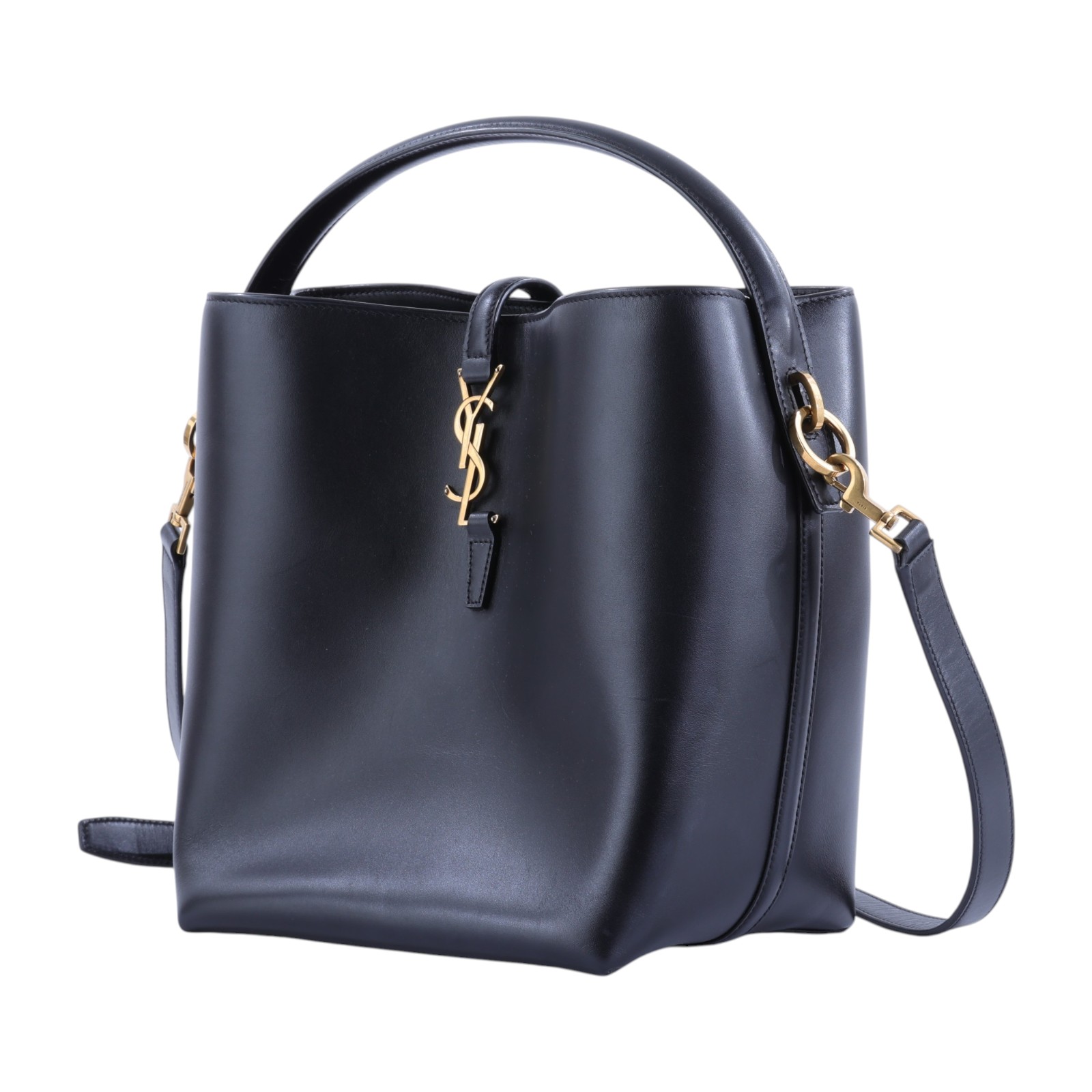 聖羅蘭 YSL SAINT LAURENT le 37 亮面皮革手袋 7428282R20W 黑金小牛皮LE 37二用水桶包 防塵袋/背帶/內袋
