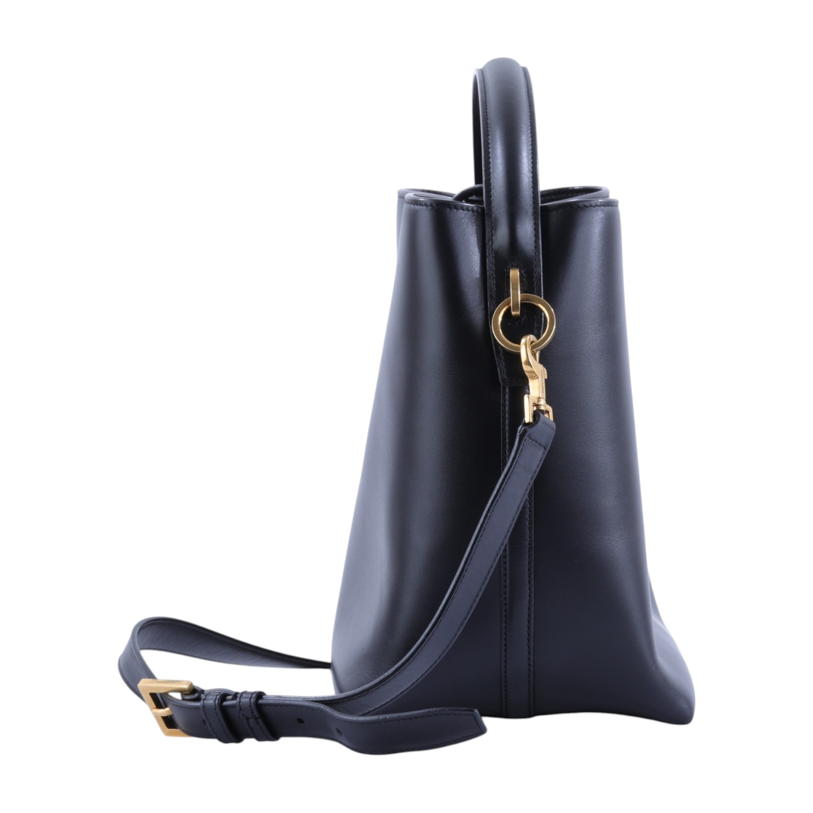 聖羅蘭 YSL SAINT LAURENT le 37 亮面皮革手袋 7428282R20W 黑金小牛皮LE 37二用水桶包 防塵袋/背帶/內袋