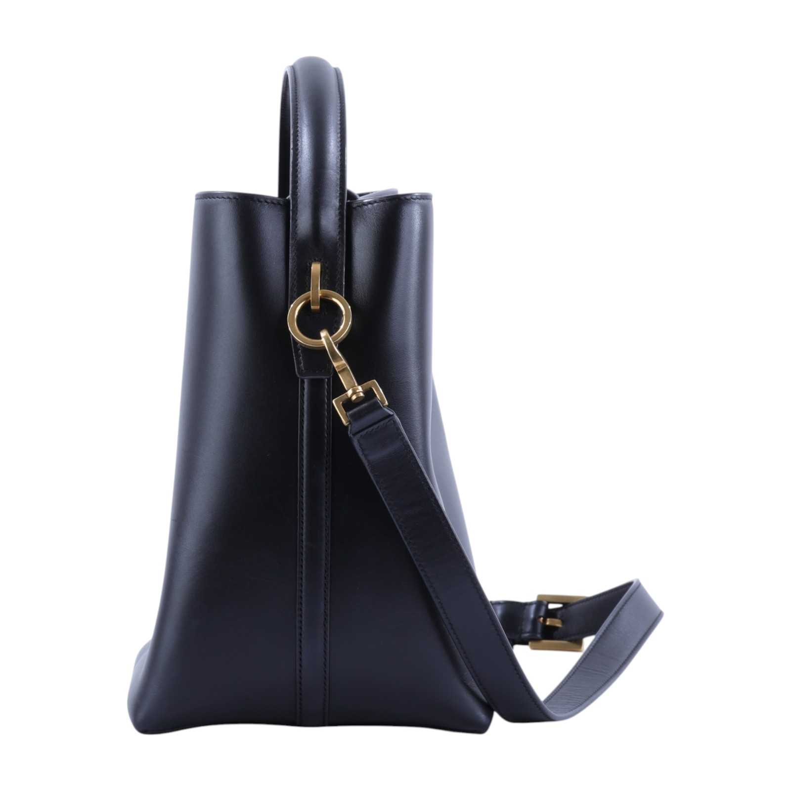 聖羅蘭 YSL SAINT LAURENT le 37 亮面皮革手袋 7428282R20W 黑金小牛皮LE 37二用水桶包 防塵袋/背帶/內袋