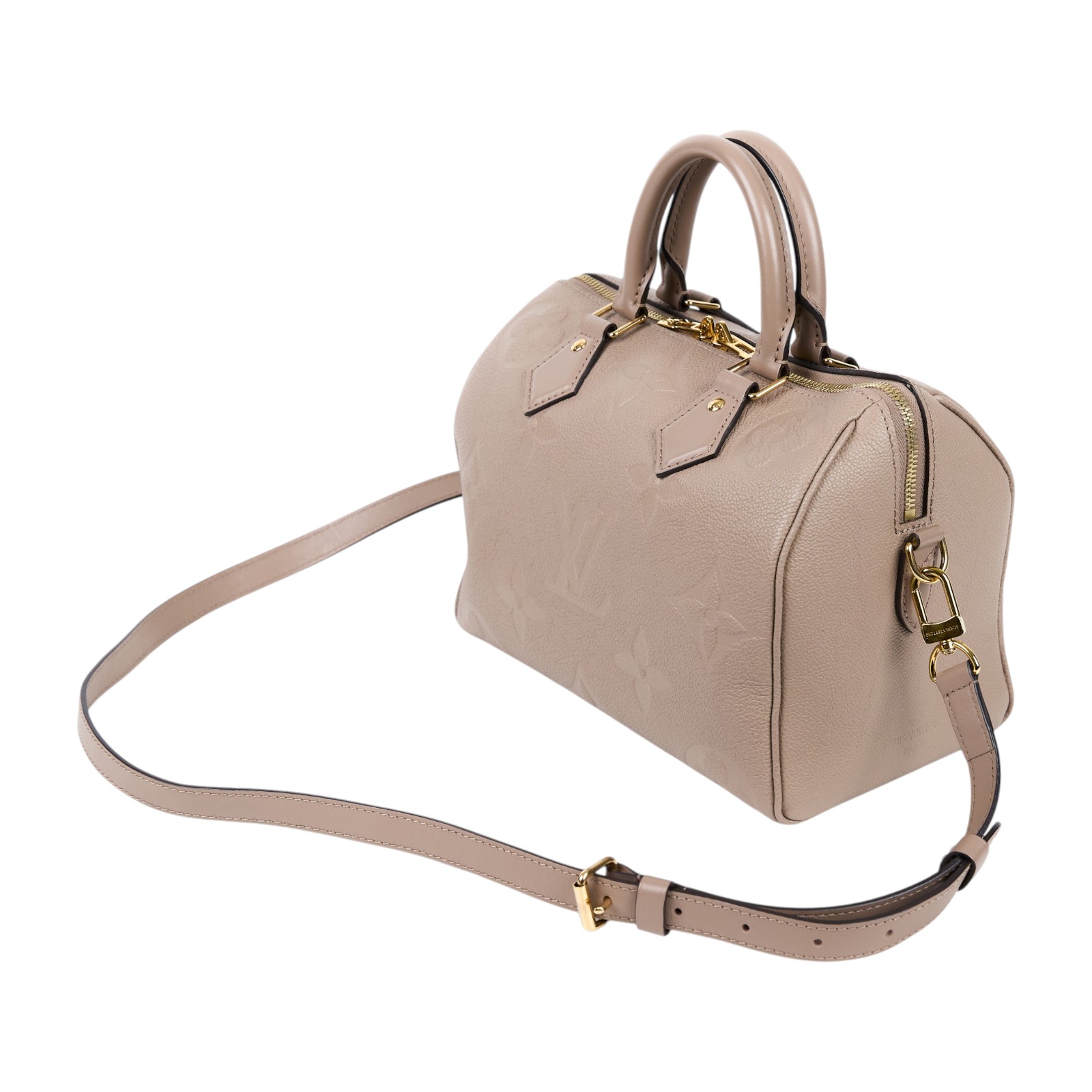 路易威登 LOUIS VUITTON Speedy Bandoulière  25 米色 手提 斜背 波士頓包 M59273 晶片款  背帶