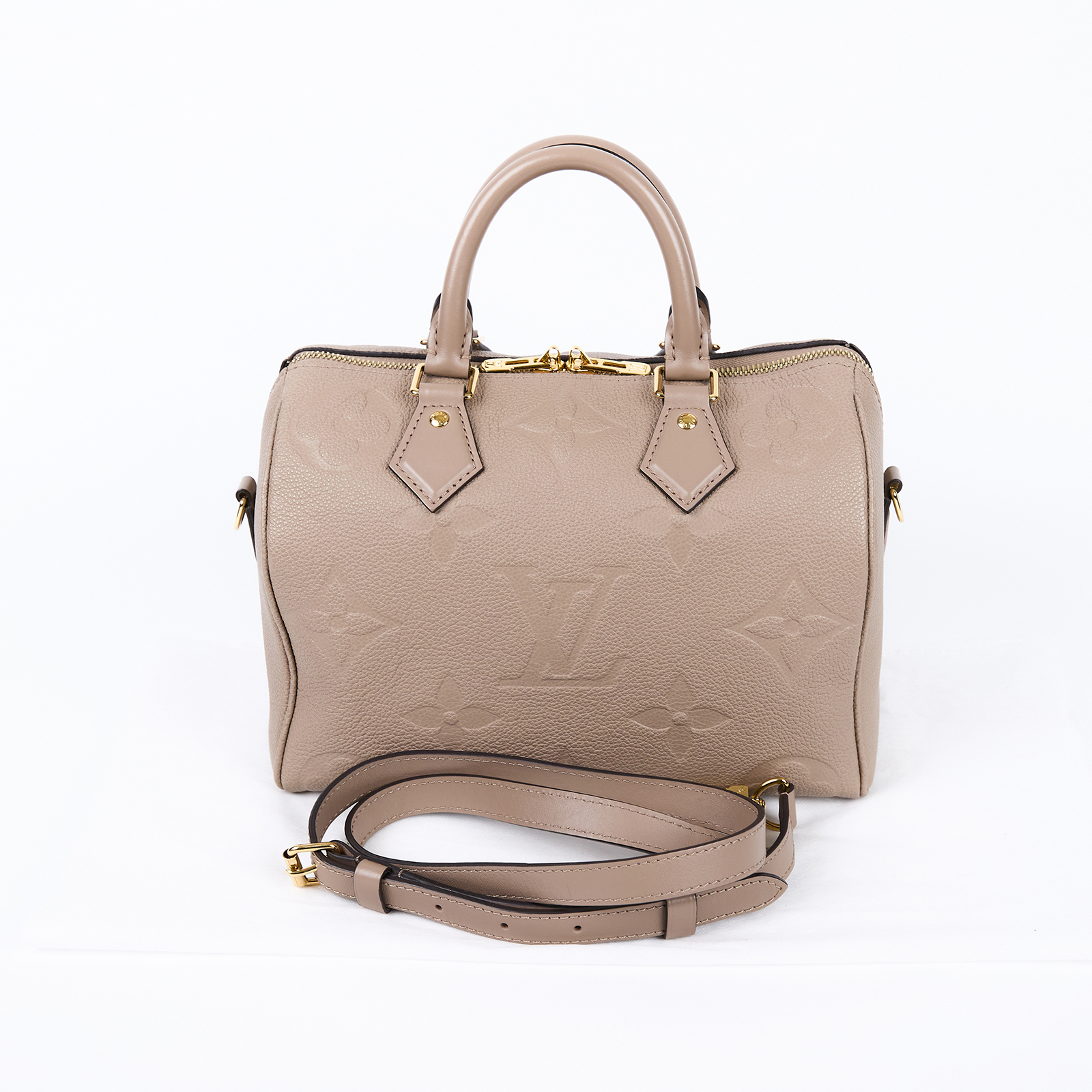路易威登 LOUIS VUITTON Speedy Bandoulière  25 米色 手提 斜背 波士頓包 M59273 晶片款  背帶