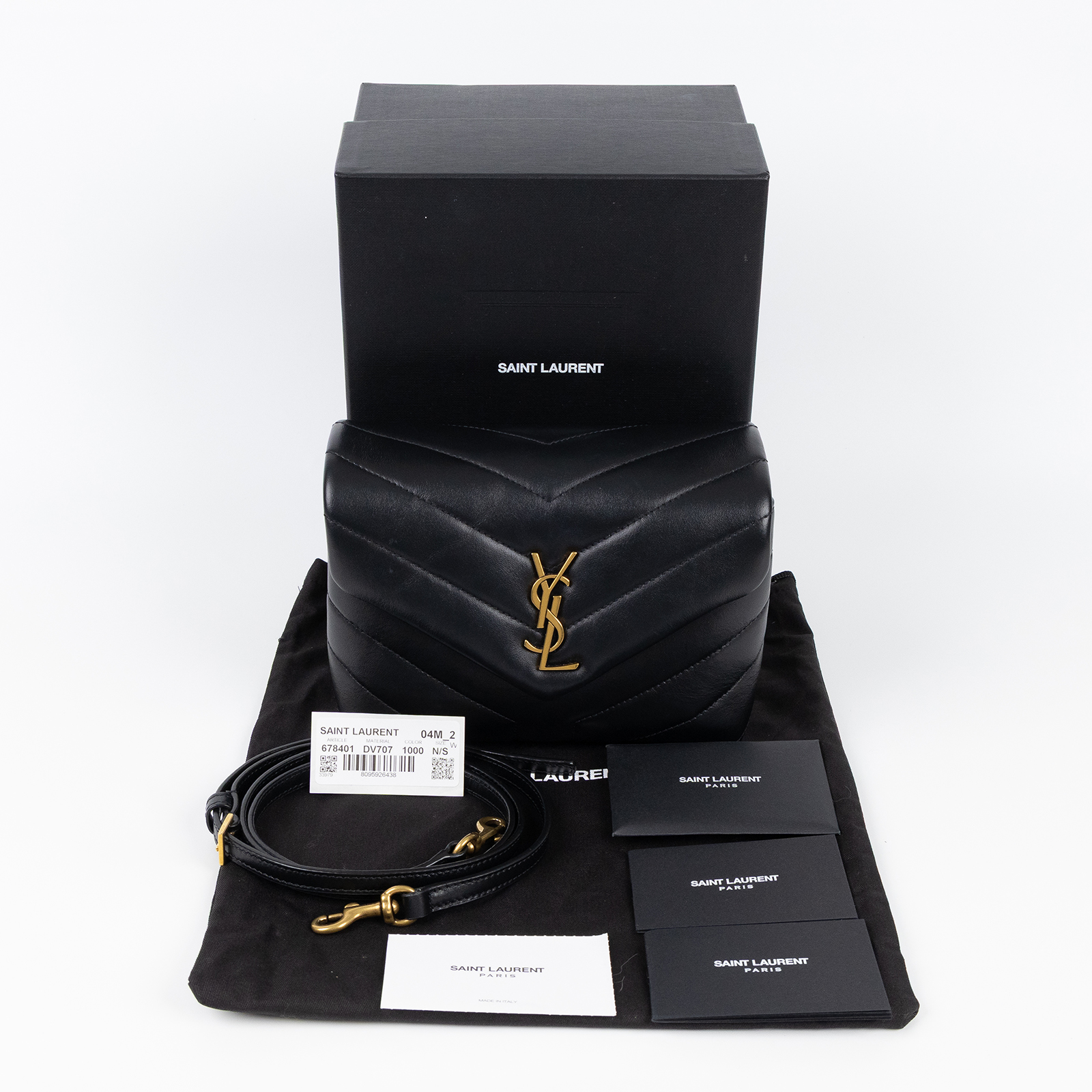 聖羅蘭 YSL SAINT LAURENT Loulou 絎縫 小牛皮 TOY 迷你 手袋  肩背 斜背包 金色五金 678401DV707  原廠盒子/防塵袋/背帶