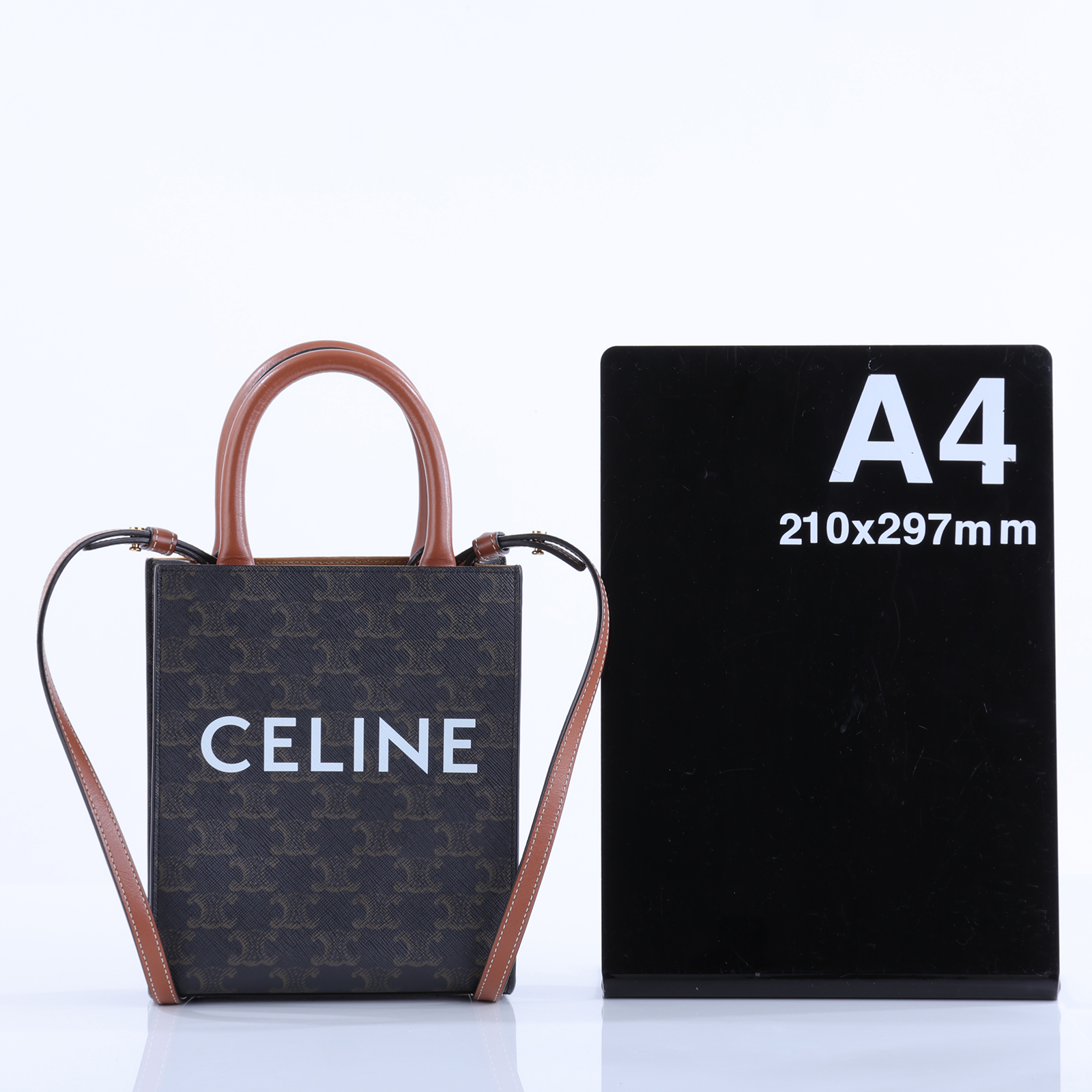 思琳 CELINE Triomphe帆布 迷你 直式 Cabas 肩背 手提包 194372BZK 原花凱旋門直立CABAS MINI 防塵袋/背帶