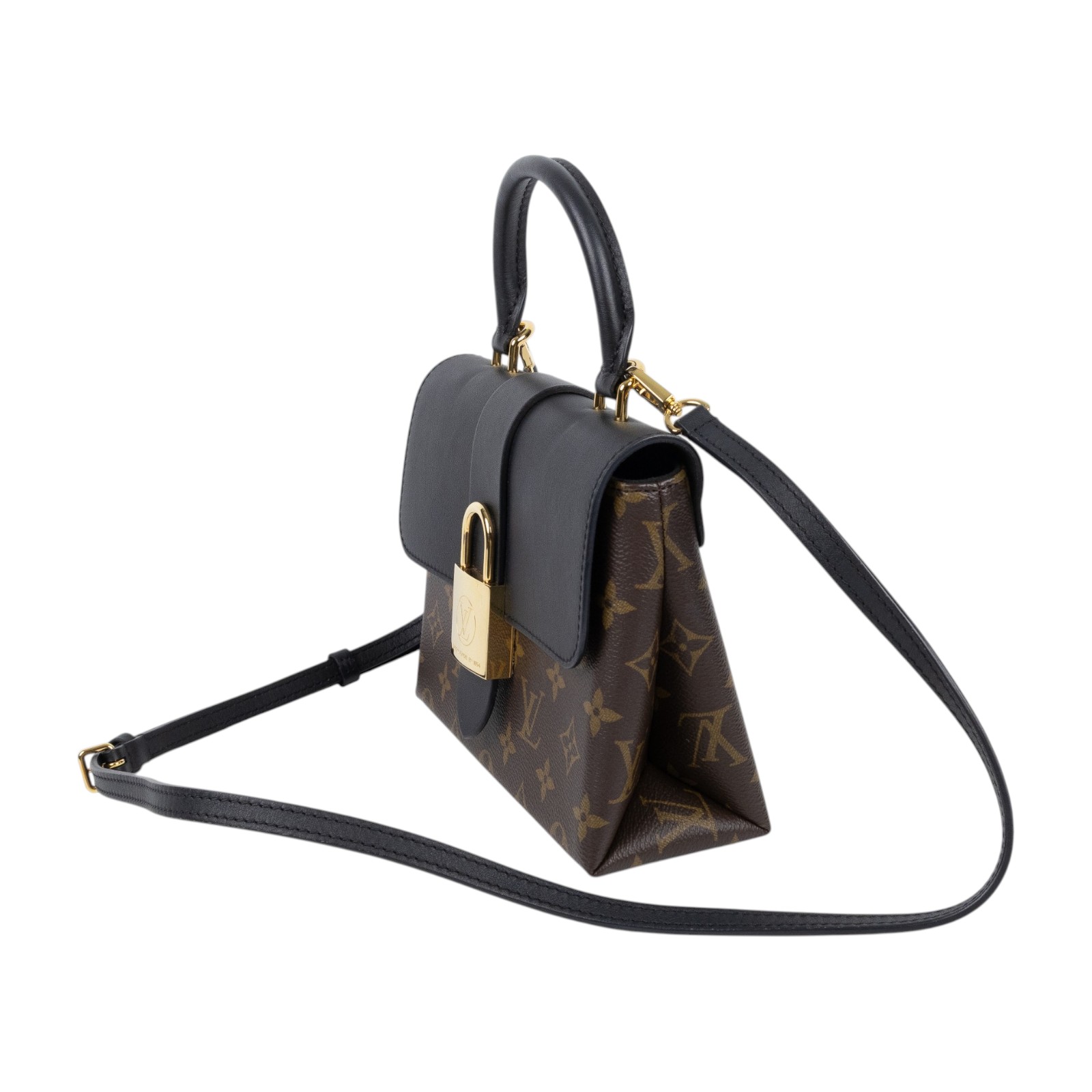 路易威登 LOUIS VUITTON Locky BB 手提包 黑色 M44141 晶片款 黑拚原花LOCKY BB肩背包 原廠盒子/防塵袋/購買證明/背帶