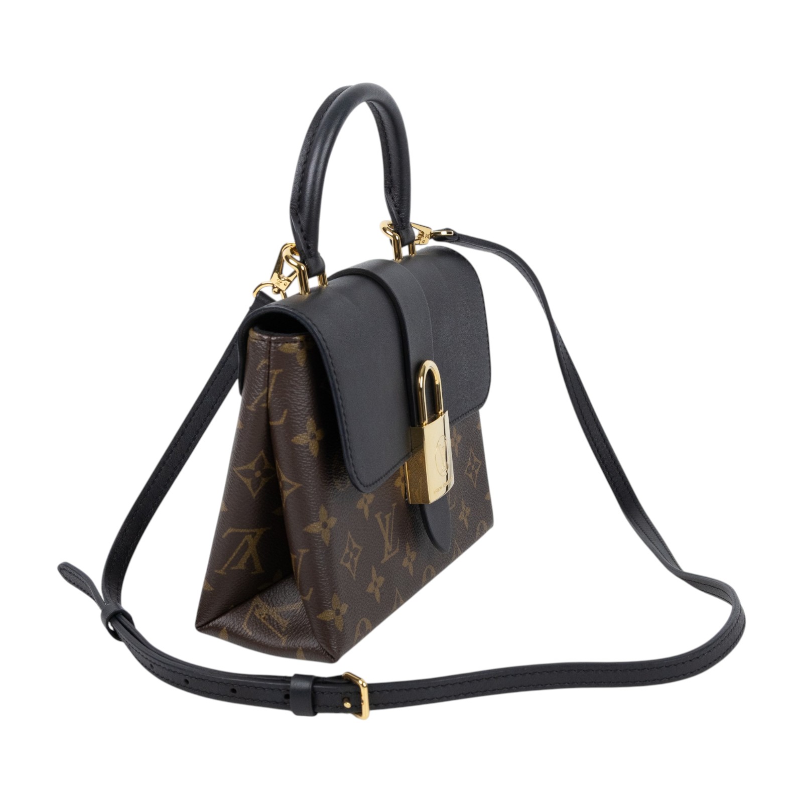 路易威登 LOUIS VUITTON Locky BB 手提包 黑色 M44141 晶片款 黑拚原花LOCKY BB肩背包 原廠盒子/防塵袋/購買證明/背帶