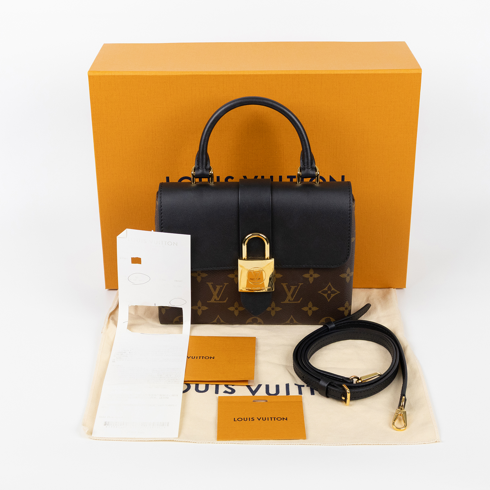 路易威登 LOUIS VUITTON Locky BB 手提包 黑色 M44141 晶片款 黑拚原花LOCKY BB肩背包 原廠盒子/防塵袋/購買證明/背帶
