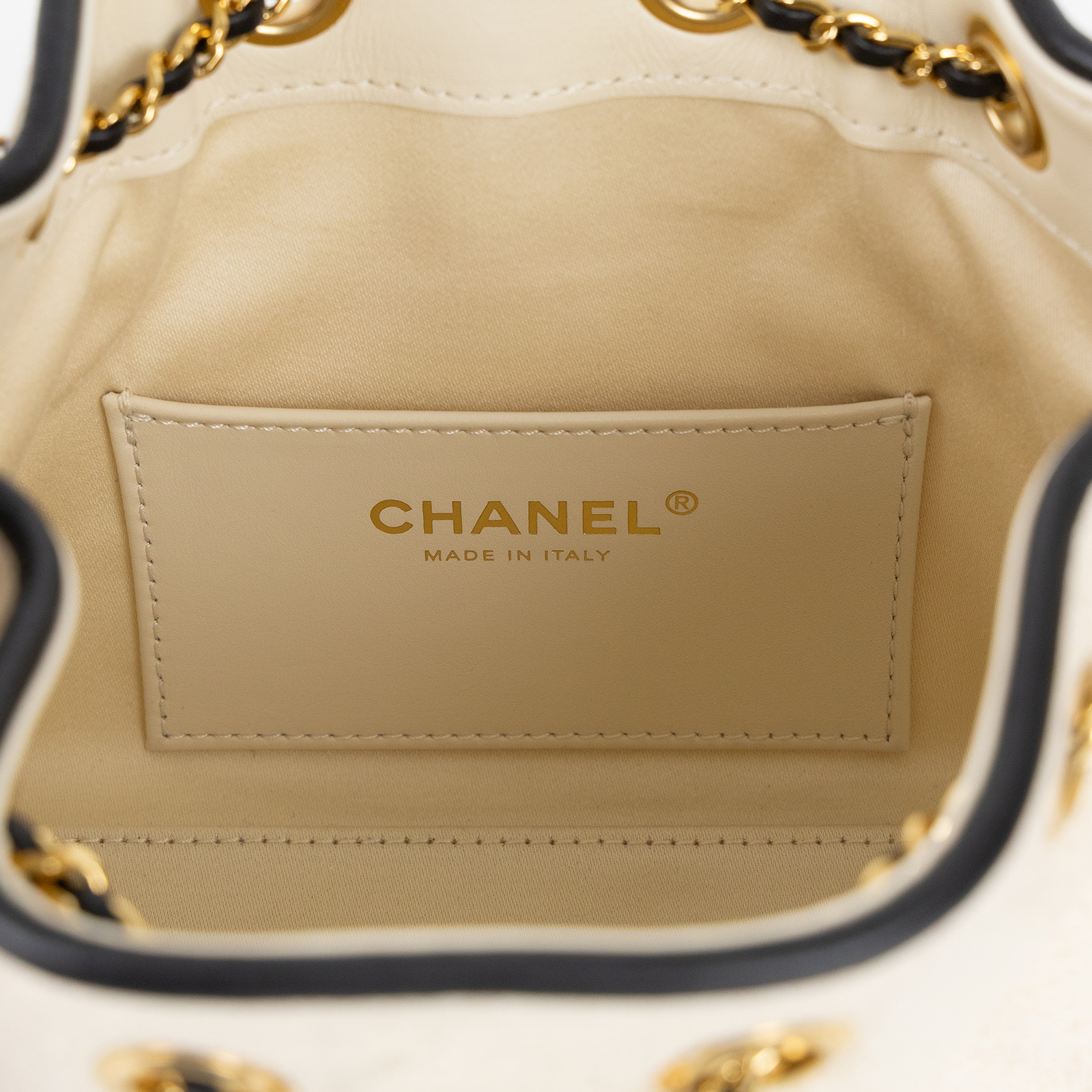 香奈兒 CHANEL 25 迷你包 AS5631 B23519 晶片款 米白帆布黑滾邊25包 MINI 原廠盒子/防塵袋