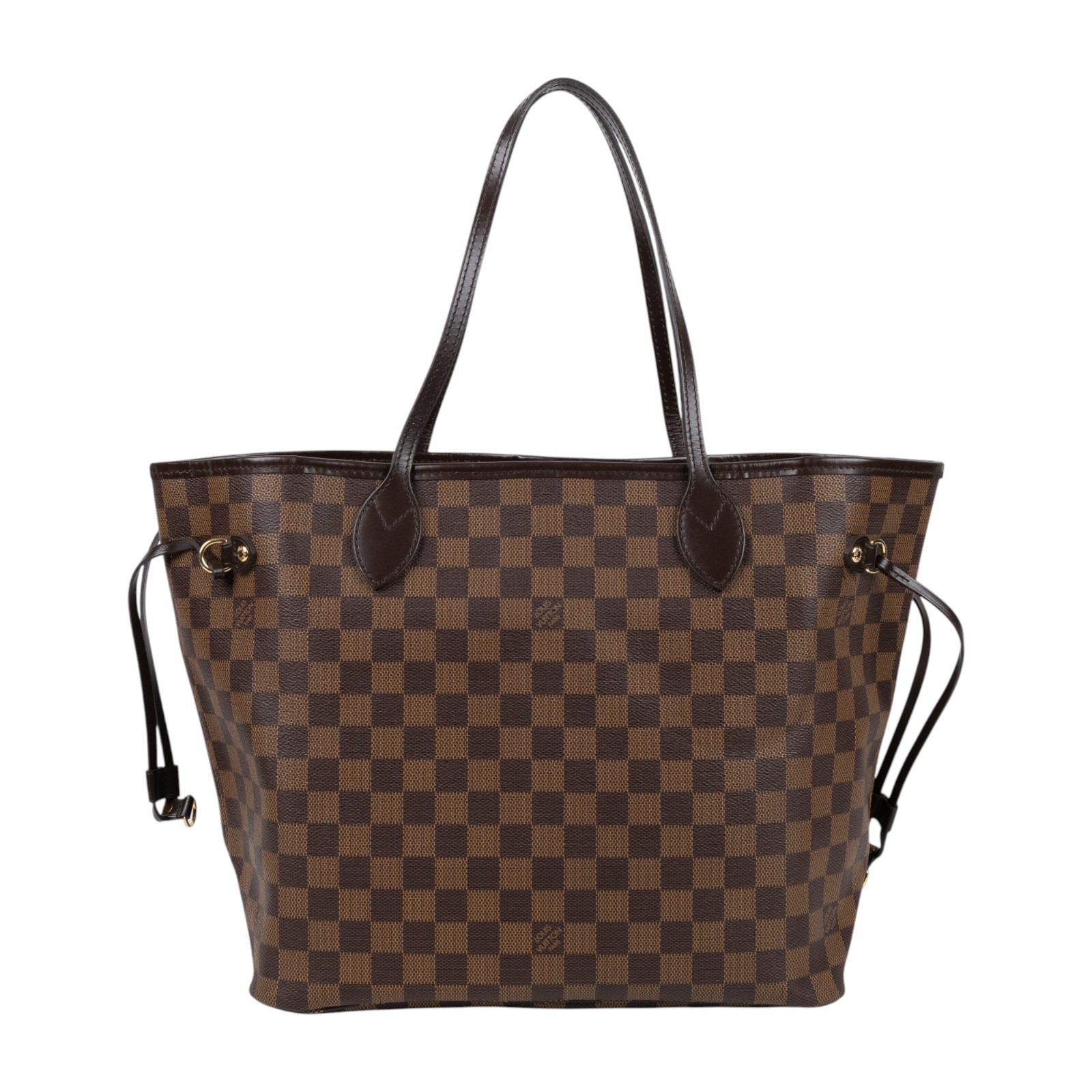 路易威登 LOUIS VUITTON Neverfull MM  棕棋盤格 肩背 購物袋 櫻桃紅內襯 N40599  防塵袋/內袋