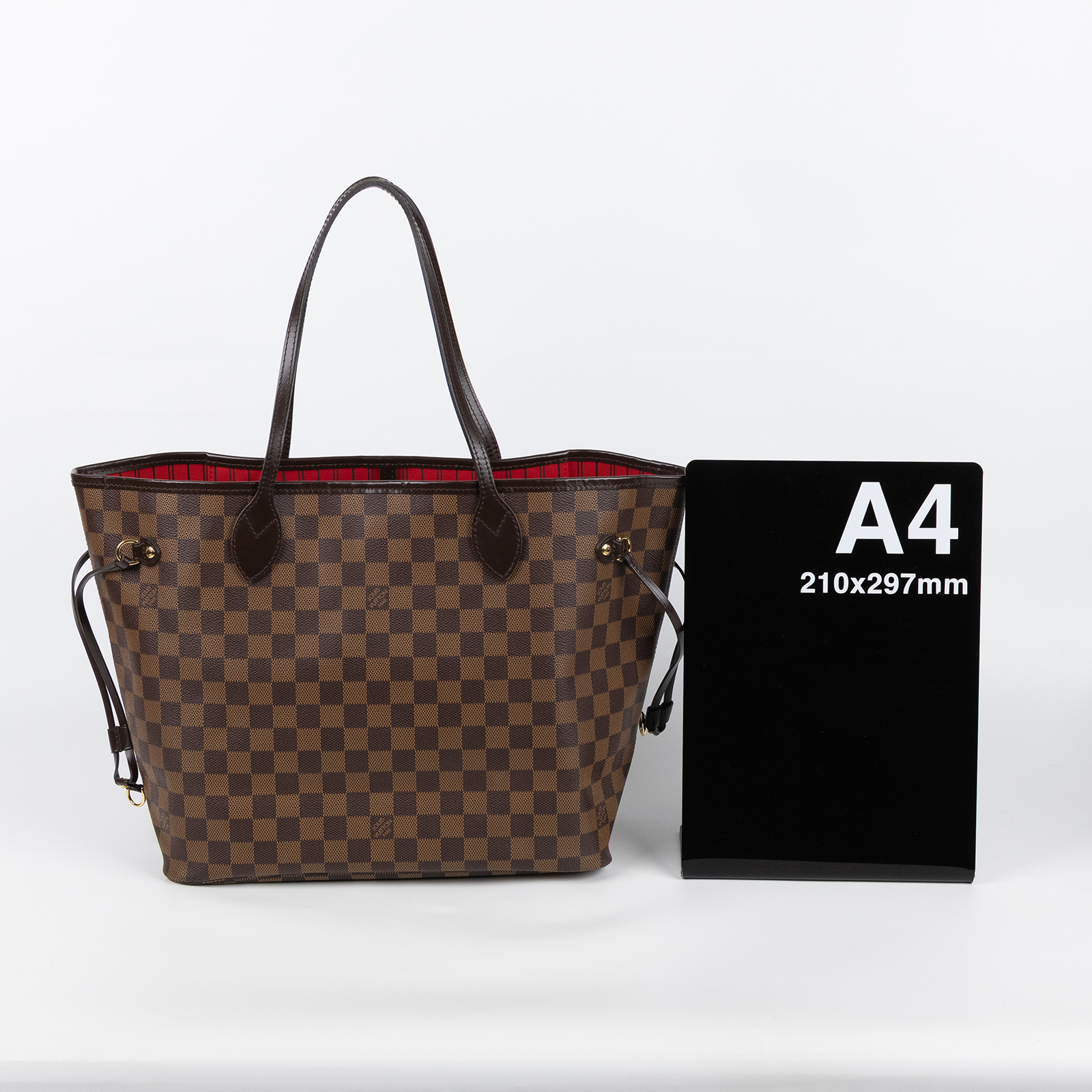 路易威登 LOUIS VUITTON Neverfull MM  棕棋盤格 肩背 購物袋 櫻桃紅內襯 N40599  防塵袋/內袋