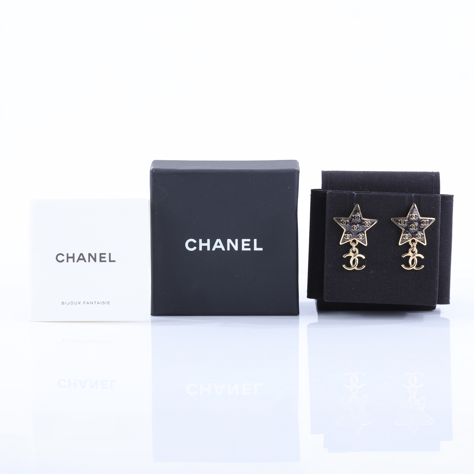 香奈兒 CHANEL 耳環 耳釘 ABC697 金色星空耳環 原廠盒子/內襯