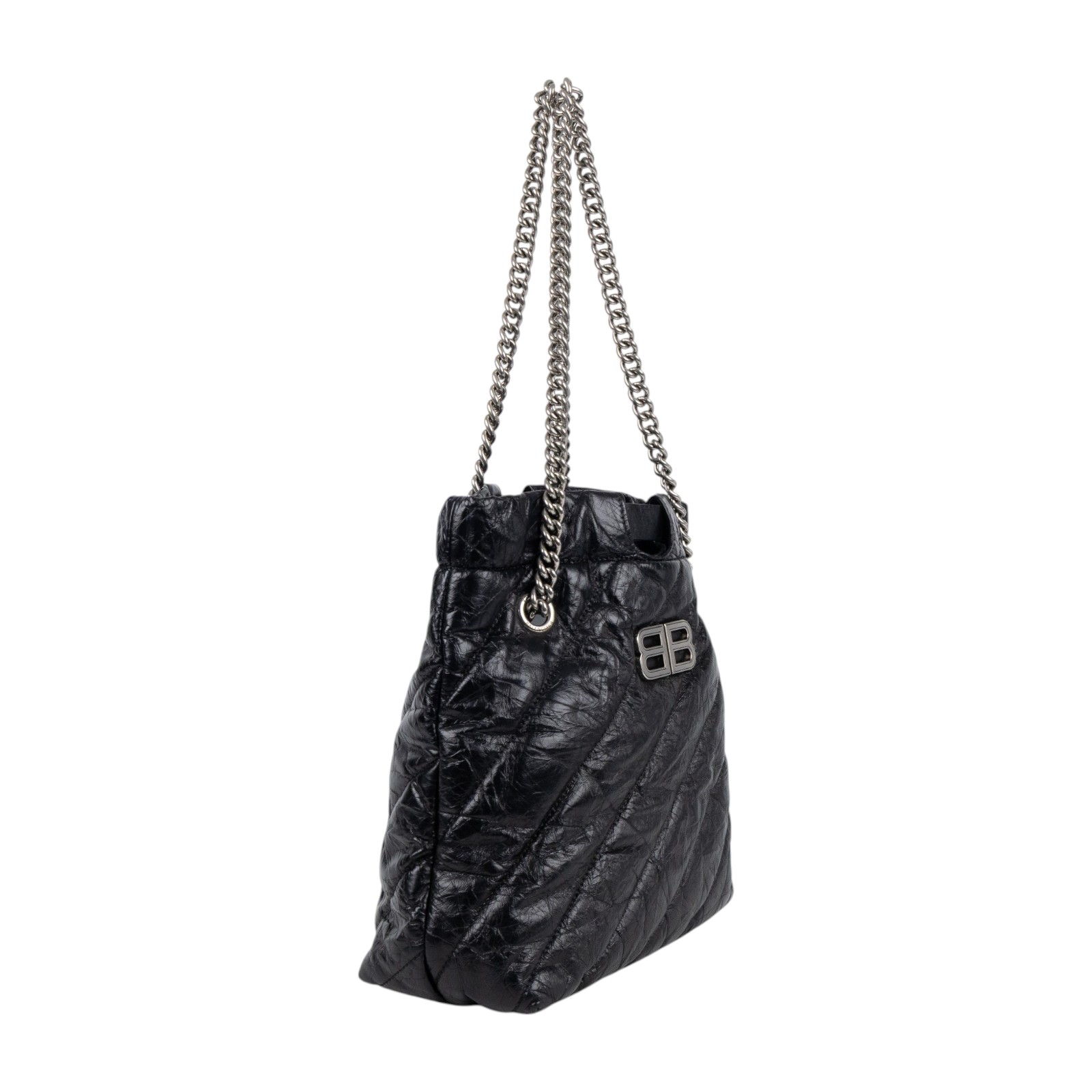 巴黎世家 BALENCIAGA Crush 束口購物包 小型 742942210J0 黑CRUSH肩背包小號 無附屬品